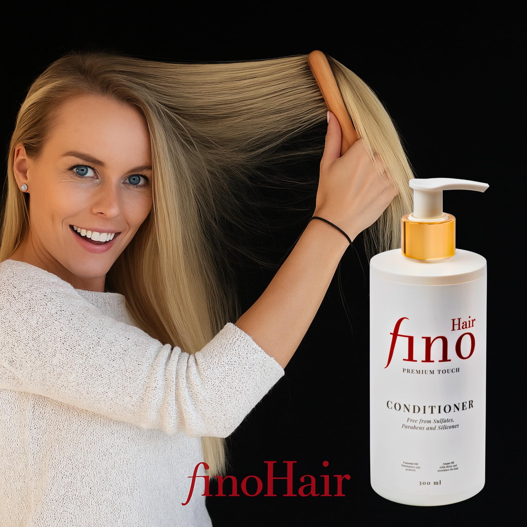 fino Hair Duo Shampooing & Après-shampooing - cheveux secs & abîmés | Biotine, kératine & caféine - soin, brillance & anti-frizz, sans silicones & parabènes
