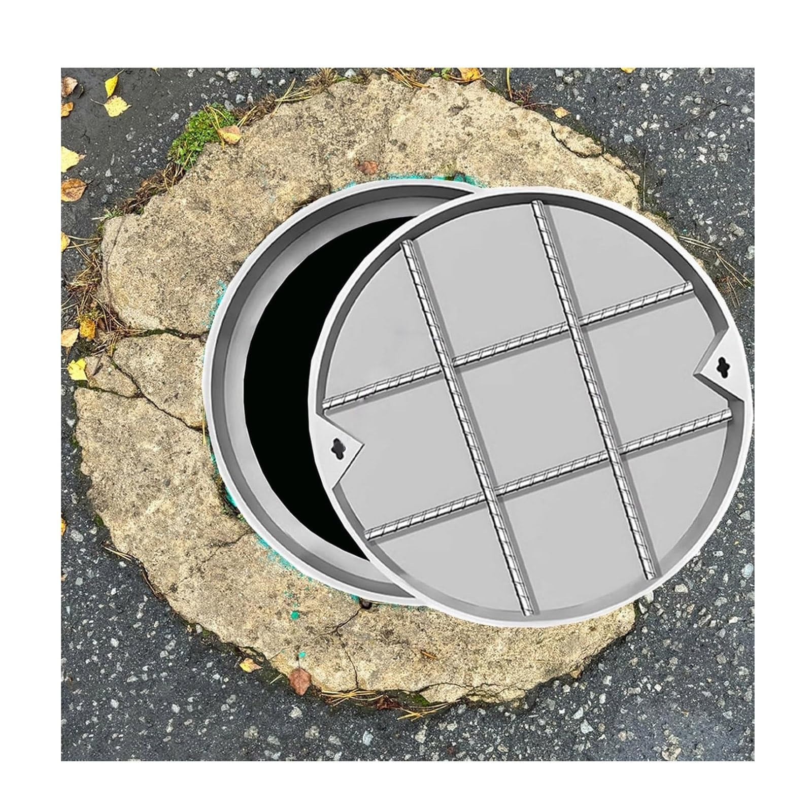 GJMSSMY Heavy-Duty Stainless Steel Round Manhole Cover, Invisible Design for Pool and Sewage, 80CM/31.5IN Load Capacity, Outdoor Access Lid