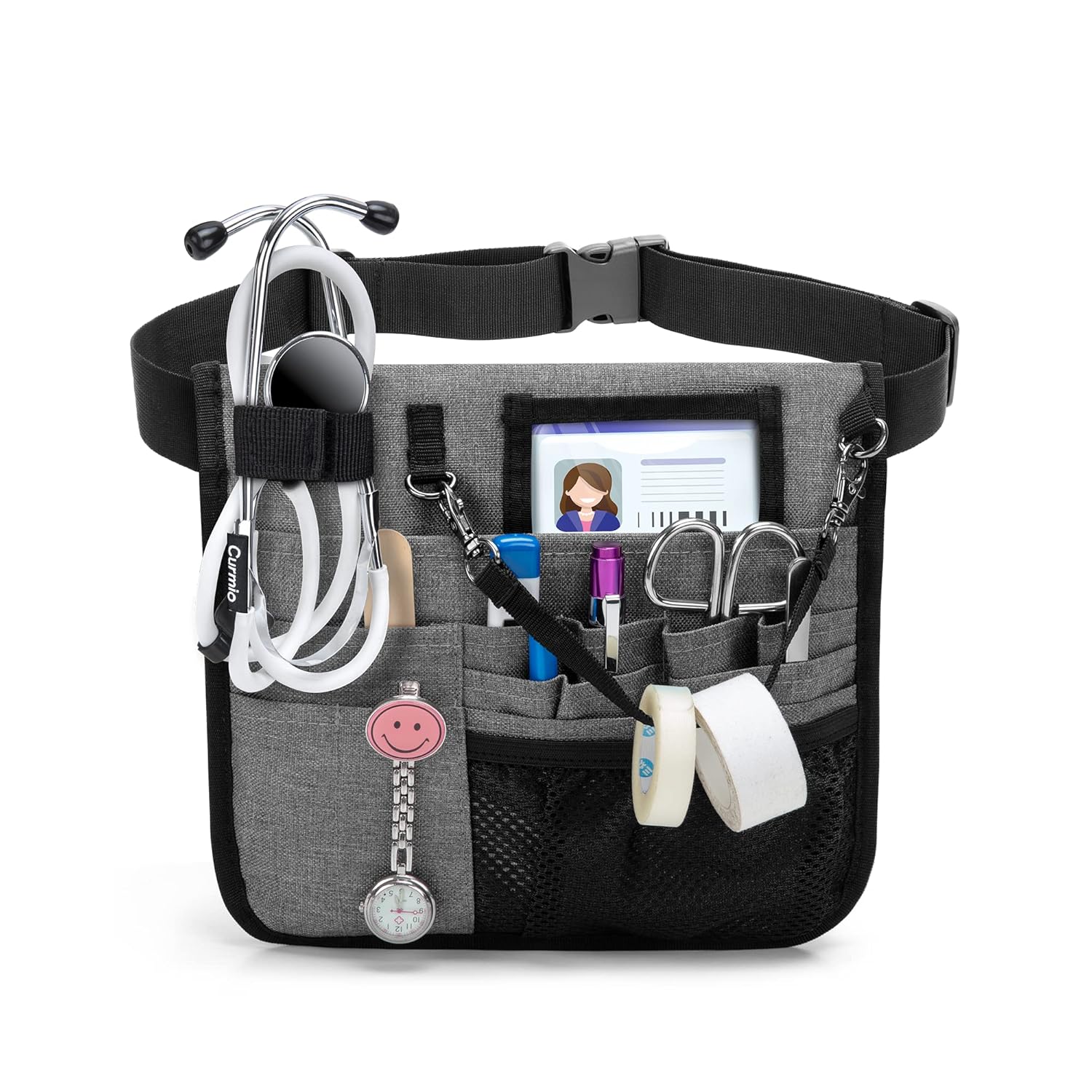 CURMIO Nurse Fanny Pack with Tape Holder and Adjustable Belt, Nurse Waist Pouch for Stethoscopes
