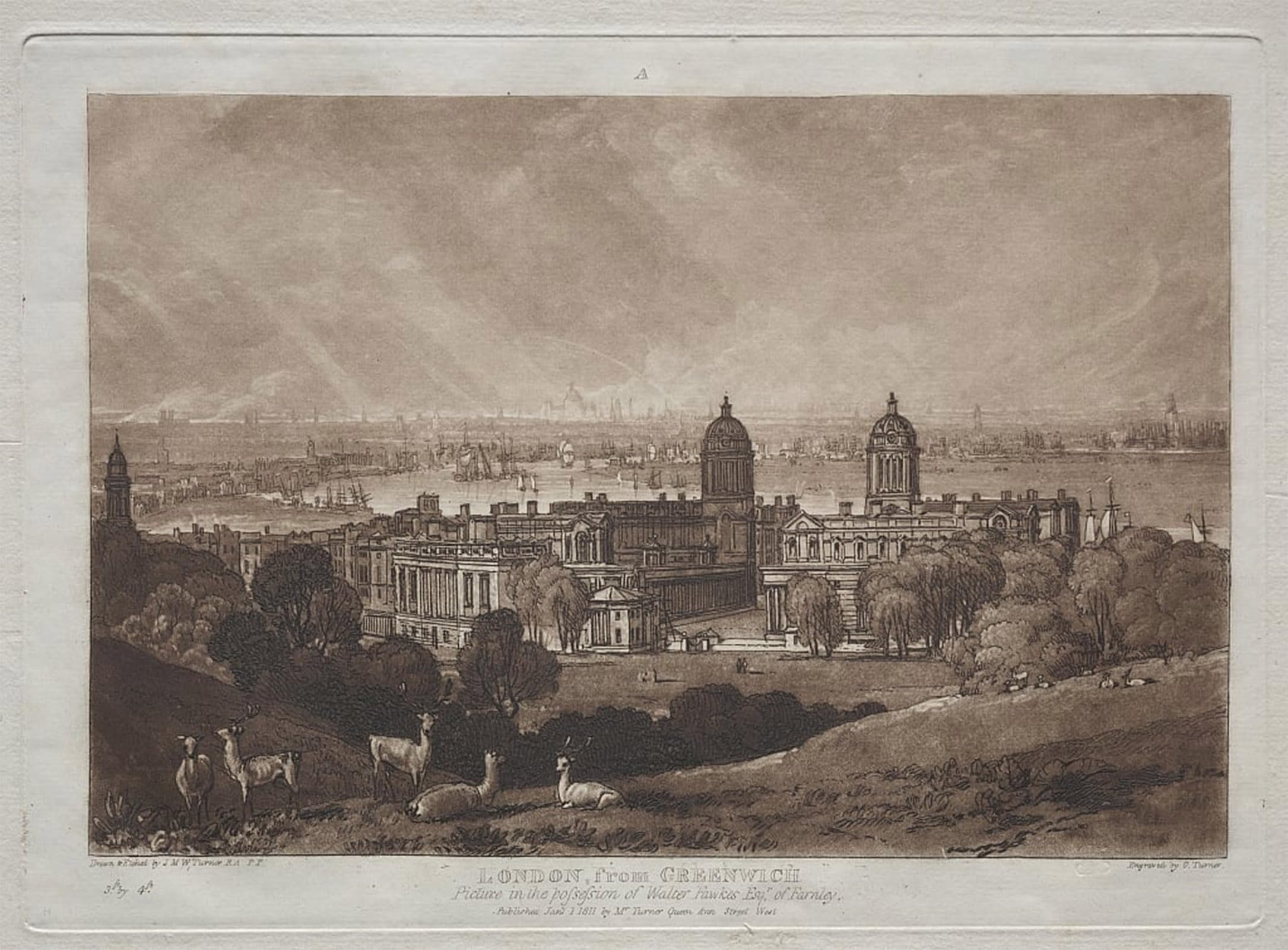 SERENDIPITP Vintage Picture Print on Canvas Wall Art Poster London From Greenwich. by Mallord William Turner Artwork Print Poster for Wall Decor 60x90cm