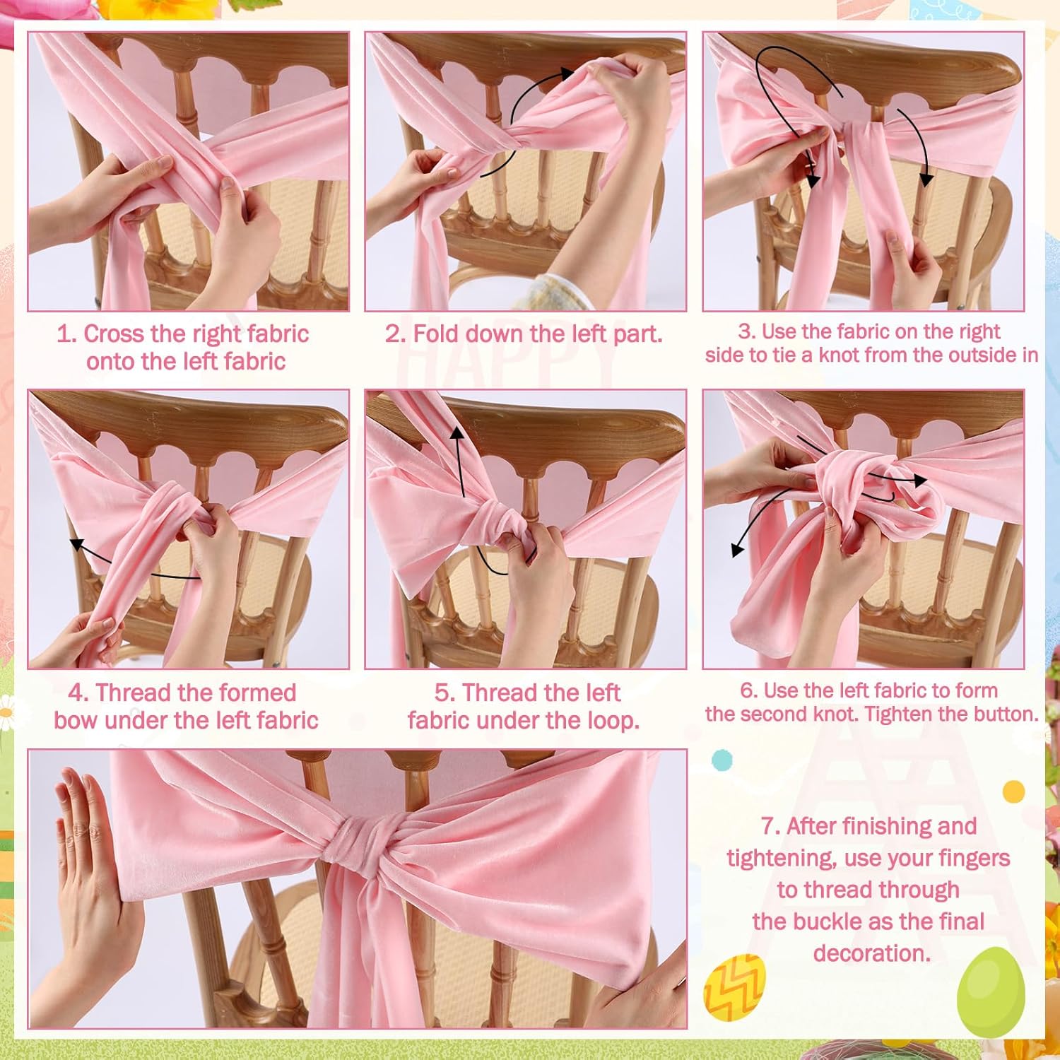 Suncalla 6 Pcs Pink Velvet Chair Sashes 157'' Long Wedding DIY Chair Decoration DIY Pink Bows Sashes with 12 Pins for Dining Wedding Reception Restaurant Festival Banquet Decoration