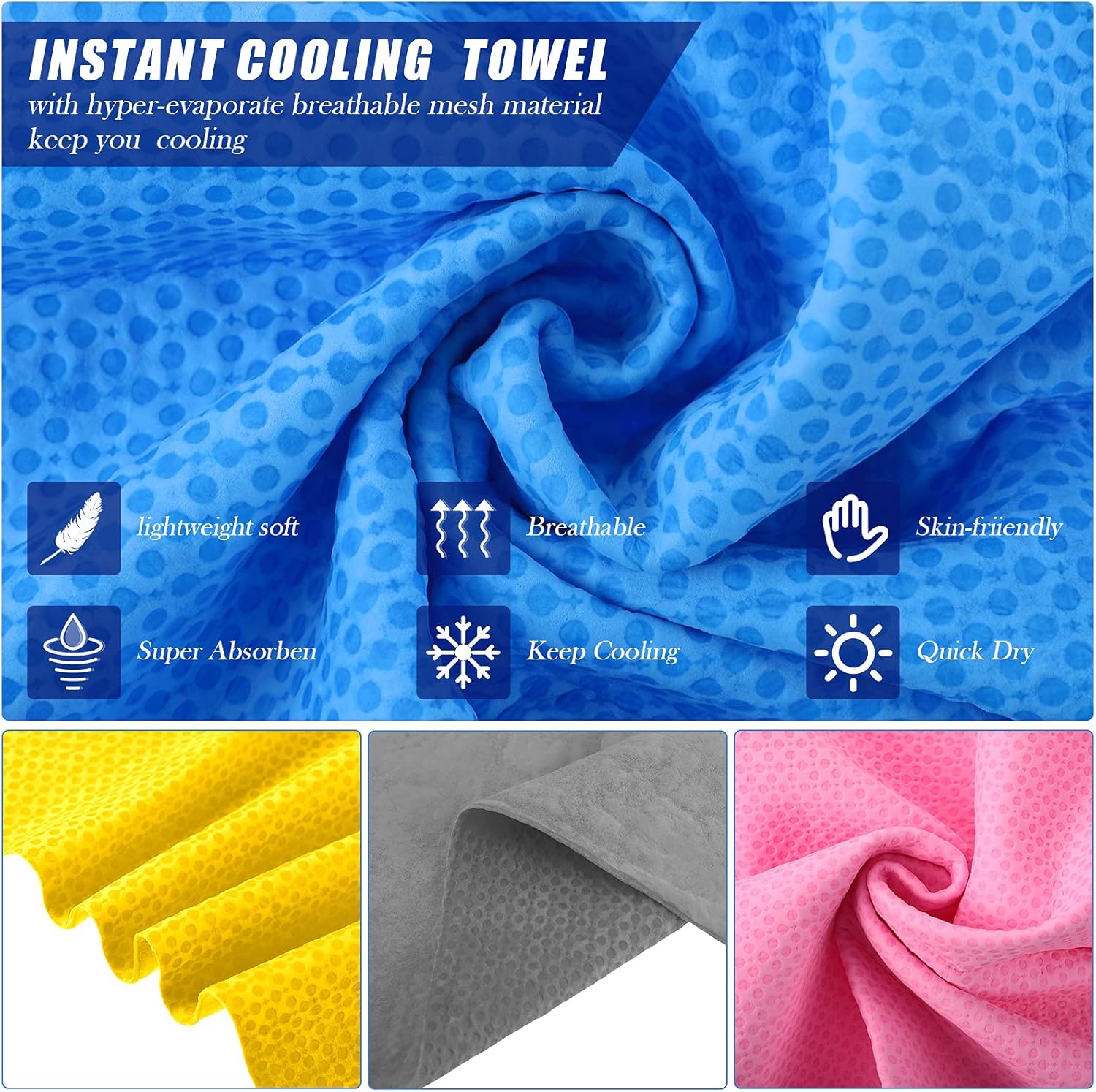 review 4 Pieces Cooling Towels, Soft Breathable Ice Towel for Gym, Running, Golf, Workout, Camping, Fitness, Travel, Good Absorbent Lightweight Towel for Outdoor Sports Instant Cooling Relief, 26 x 12 Inch