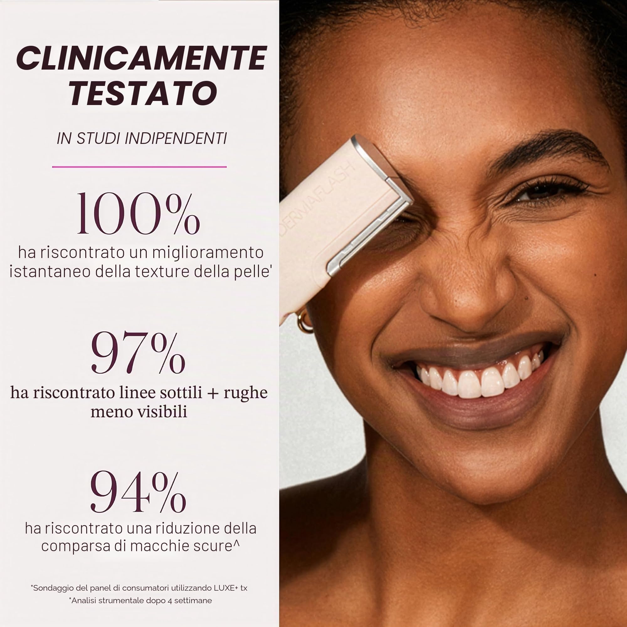 DERMAFLASH Dispositivo LUXE Plus, Anti Aging, Esfoliazione, Depilazione e Strumento Dermaplaning con tecnologia Sonic Edge e 4 settimane di trattamento, Blush