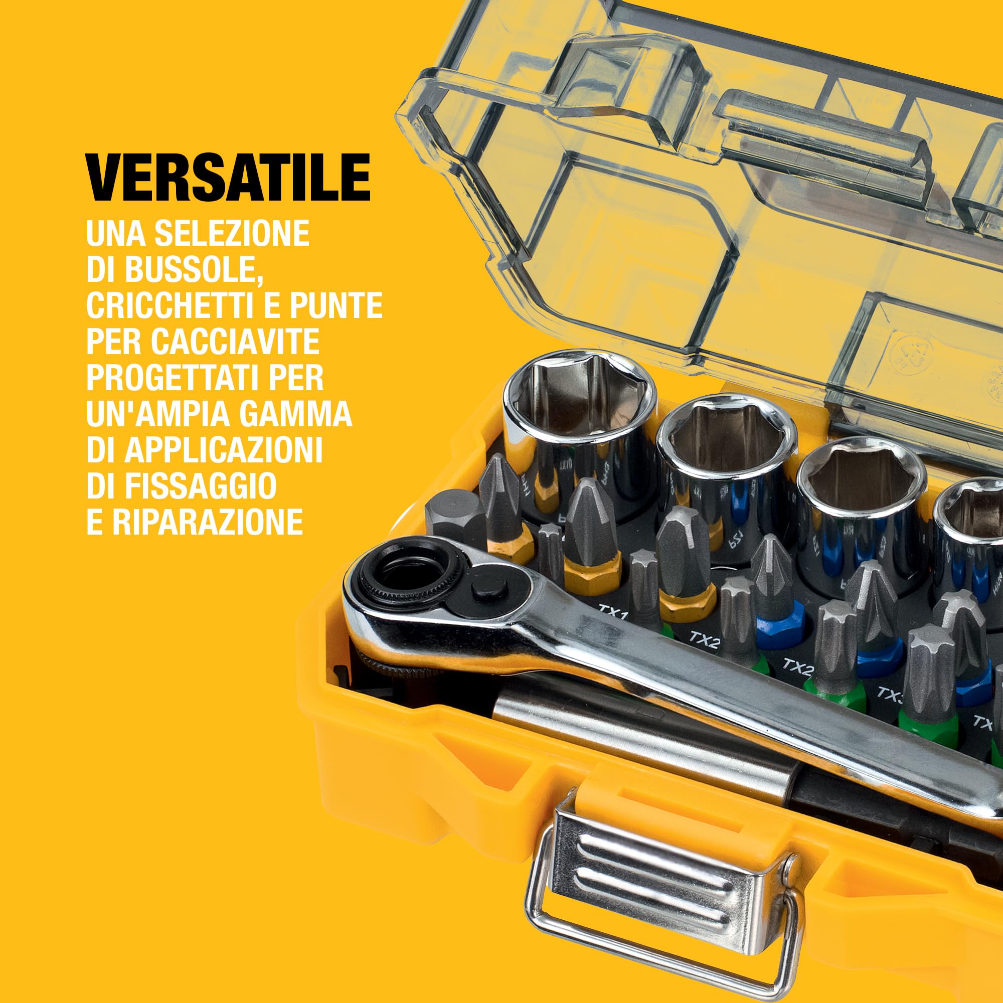 DEWALT Set di chiavi a bussola e cacciaviti extra piccoli da 25 mm (24 pezzi), DT71516-QZ