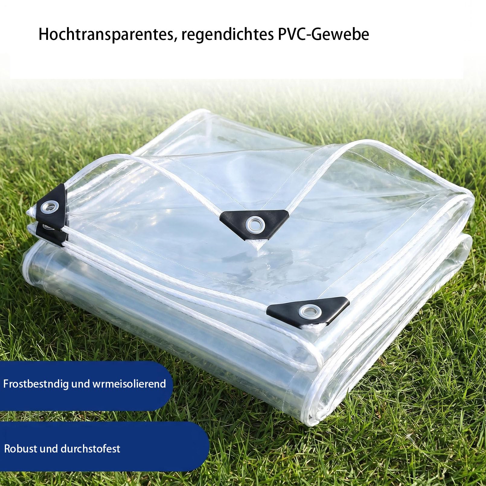 3 x 8 m de Lona Transparente Impermeable de PVC con Ojales, Impermeable.