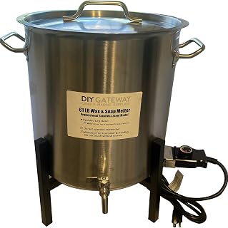 Super Large Wax & Soap Melter for Candle Making: 61 LB Stainless Steel Electric Wax + Soap Melting Pot Machine + Large Size Quick-Pour Spout & Free Ebook