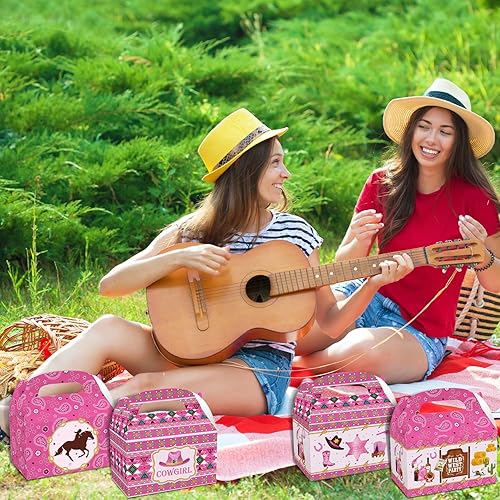 Miniatura 7 de MIKIMIQI 12 cajas de decoración de vaquera occidental, suministros de regalo de vaquera, cajas de regalo de rodeo, bolsas temáticas de caballos para