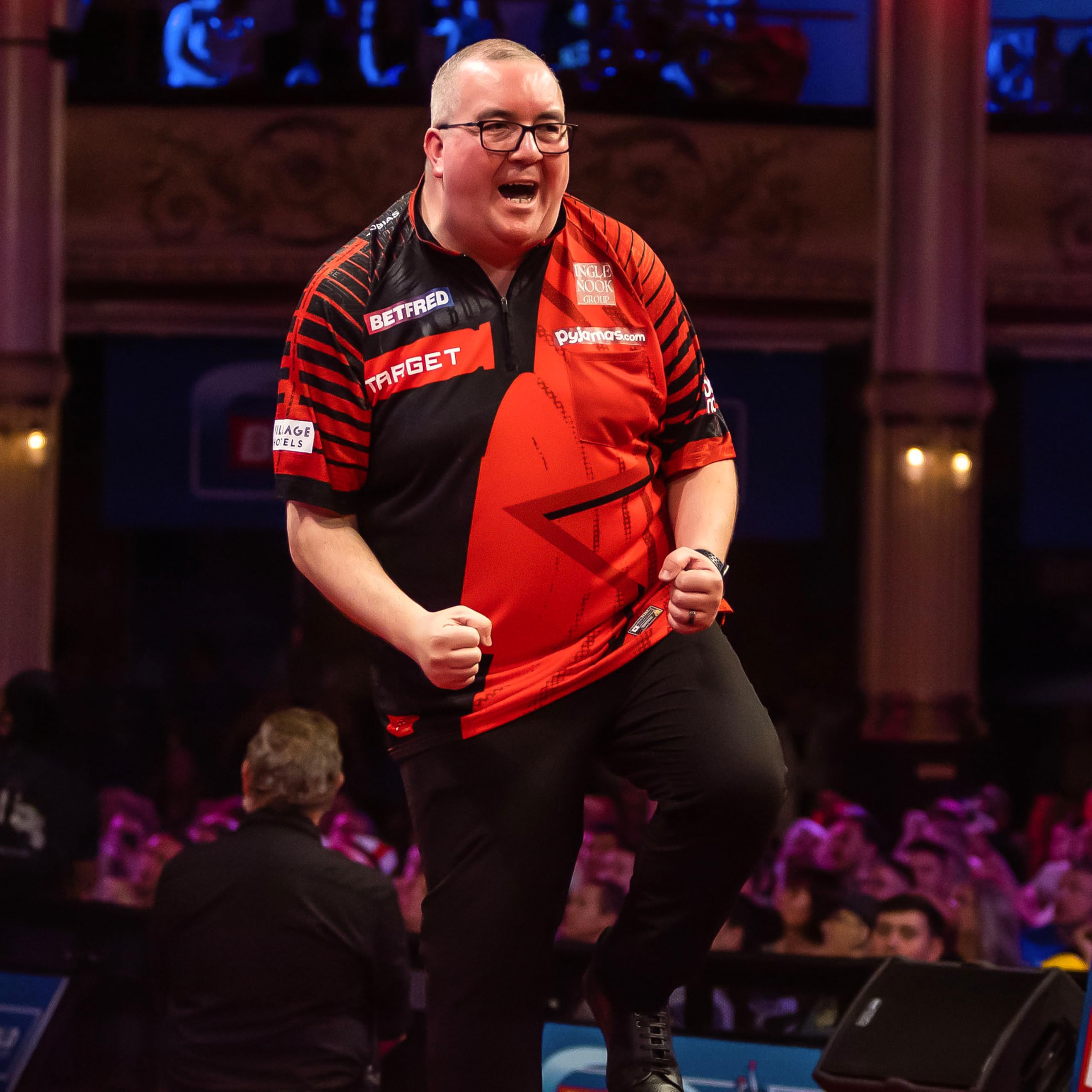 Target Darts Stephen Bunting Dart Shirt 2025, Herren Darts Weltmeisterschaft Shirt, Coolplay kragenloses Dart-Top für Erwachsene, Dartboards Top für Männer, The Bullet Player Edition T-Shirt
