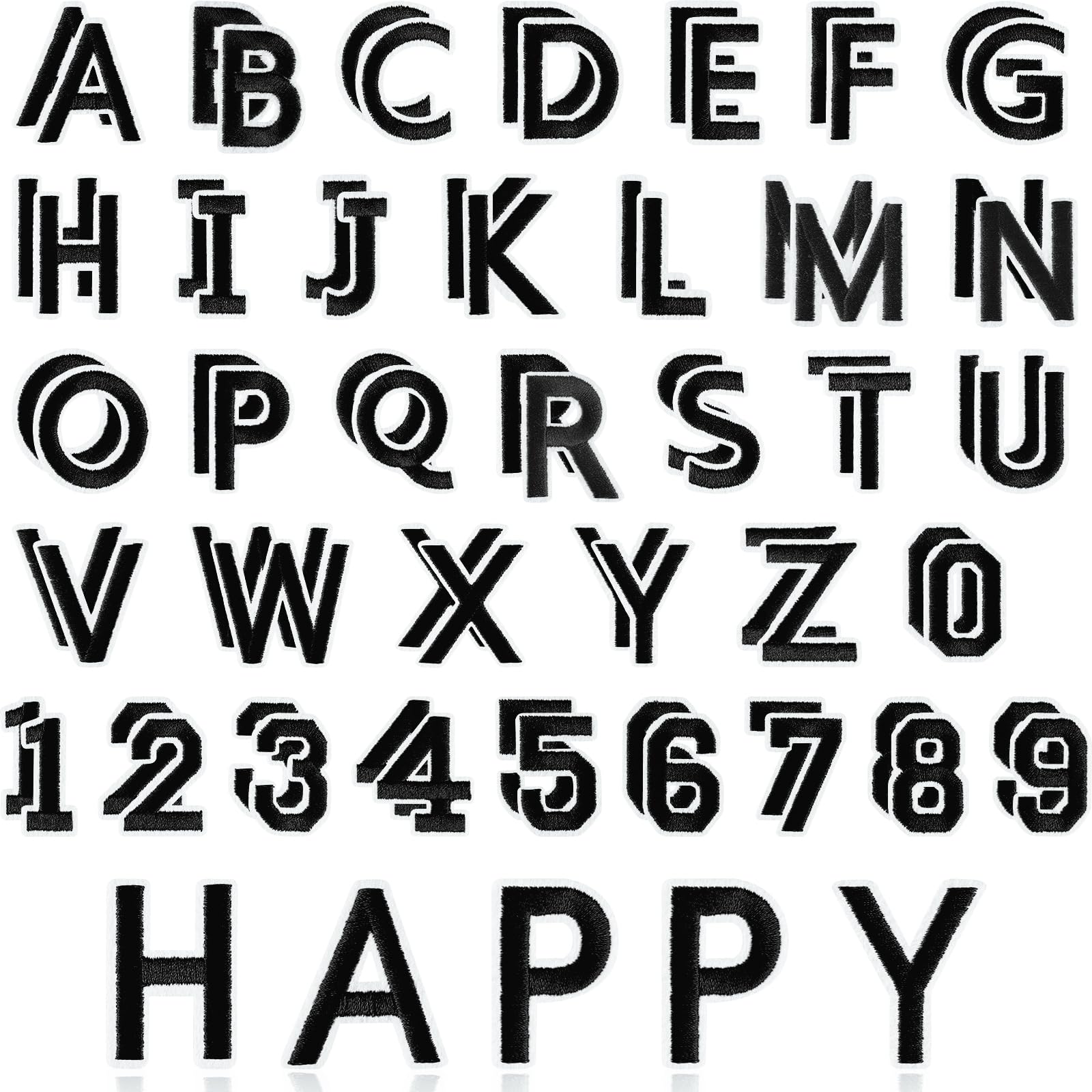 ASTARON 72 Pcs Iron on Letters and Numbers Patches, 1.5 Inch Letters A-Z Numbers 0-9 Embroidered Applique Patches Alphabet Cloth Patch for Clothes, Bags, Socks, Jeans, Hat, DIY Accessories(Black)