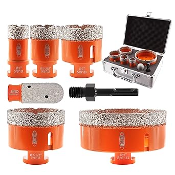 BGTEC Diamond Core Drill Bits Set - 7pcs Tile Hole Saw Kit 25/35/50/65/100mm with 25mm Diamond Finger Bits for Porcelain Ceramic Tile Granite Marble