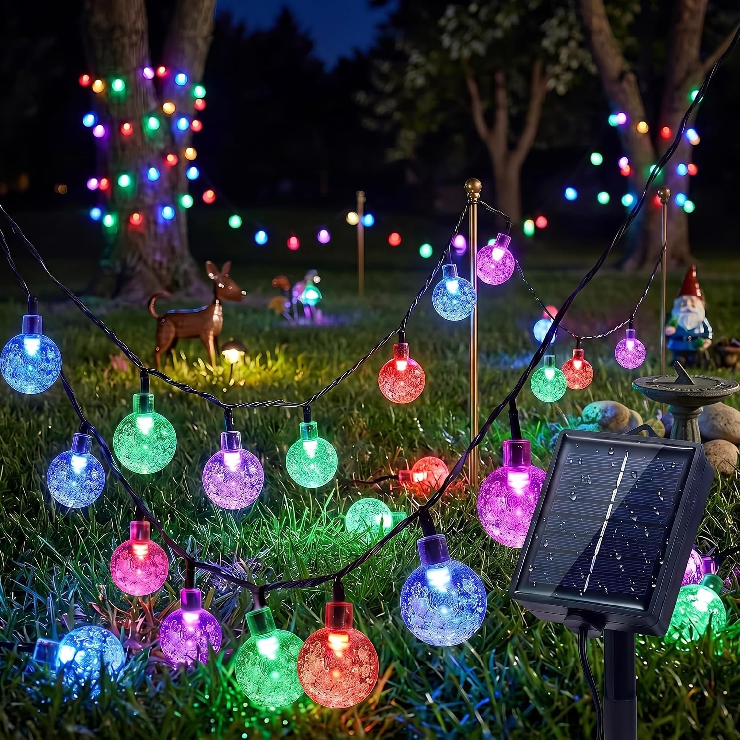 Tomshine Solar-Lichterkette für den Außenbereich, wasserdicht, mit Fernbedienung und Timer, 100 LEDs, 12 m, 8 Beleuchtungsmodi, wasserdicht, solarbetrieben, für Garten, Hof, Veranda, Hochzeit, Party