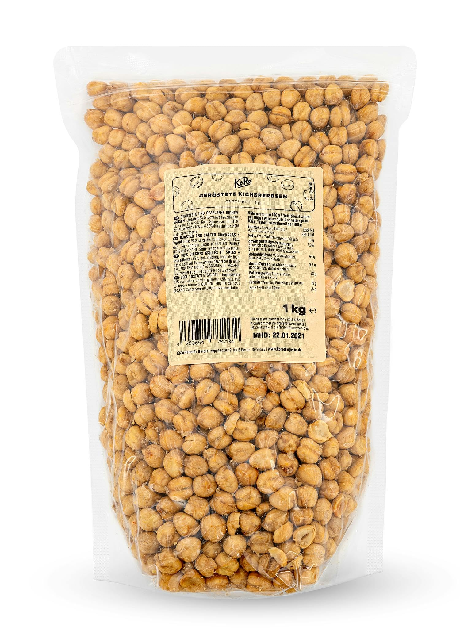 KoRo - Ceci tostati e salati 1 kg - versatili e croccanti - maxi formato - saporiti per aperitivi e come snack