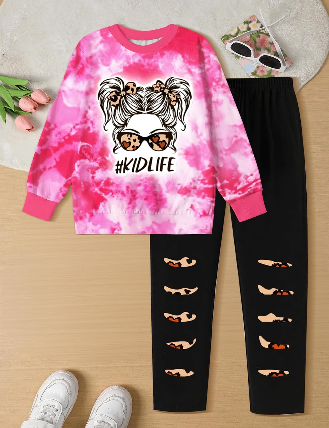 Toddler Girl Clothes Tie Dye Sweatshirt Top and Leggings Sweatpants 2 Piece Girls Clothes Fall Winter Outfits - Image 5