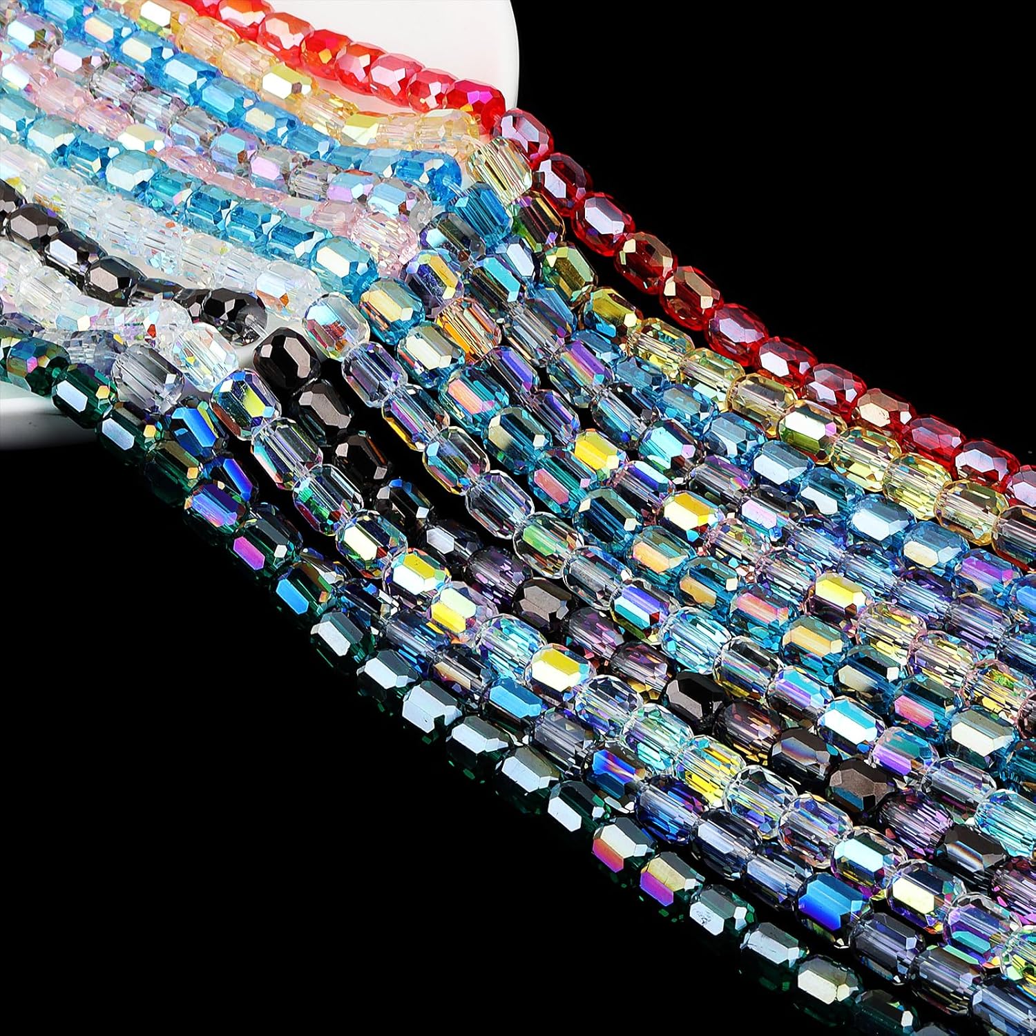 8x9mm Sparkle Barrel Crystal Beads for Jewelry Making - Faceted Cylindrical Spacer Beads for Bracelets(77-82pcs, Crystal AB) - Image 6