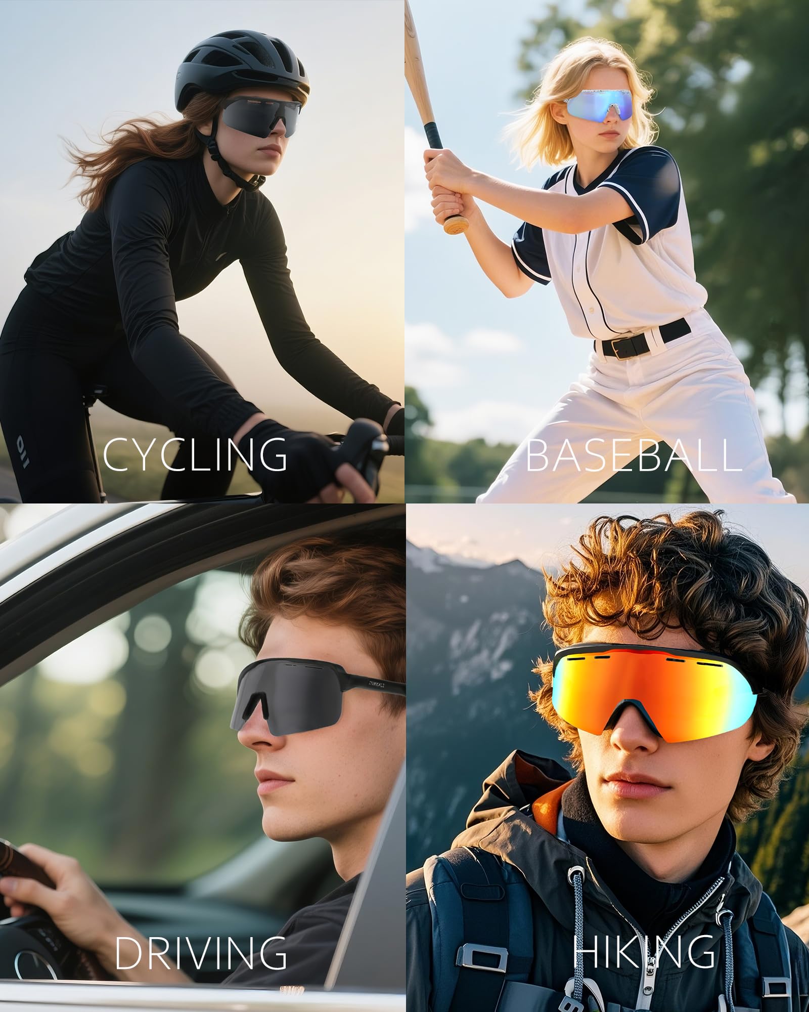 Occhiali da sole sportivi per uomo e donna, per pesca, guida, ciclismo, corsa, baseball, golf, UV400