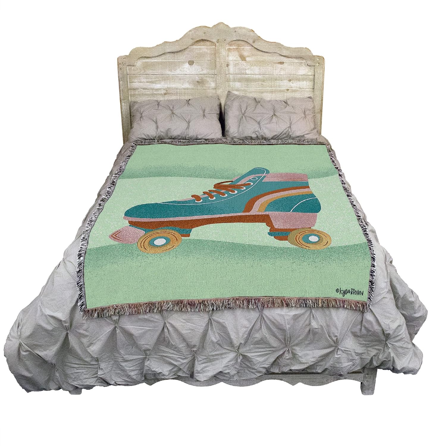Pure Country Weavers Roller Skate Blanket by Kyra Brown - Gift Tapestry Throw Woven from Cotton - Made in the USA (72x54)