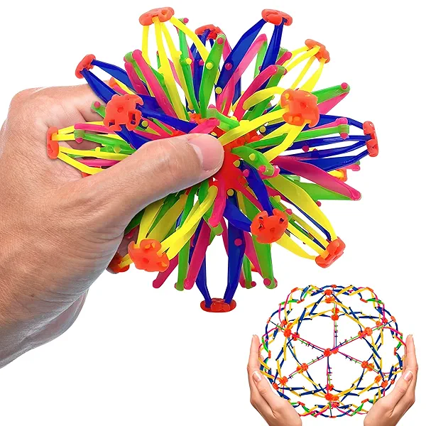 Expandable Breathing Ball for Stress Relief - from 5.5 to 10.2 inch Expandable Ball Sphere with Smooth Edges and Colorful Design - Weatherproof and Odor-Free Breathing Toy for Breathwork Exercises