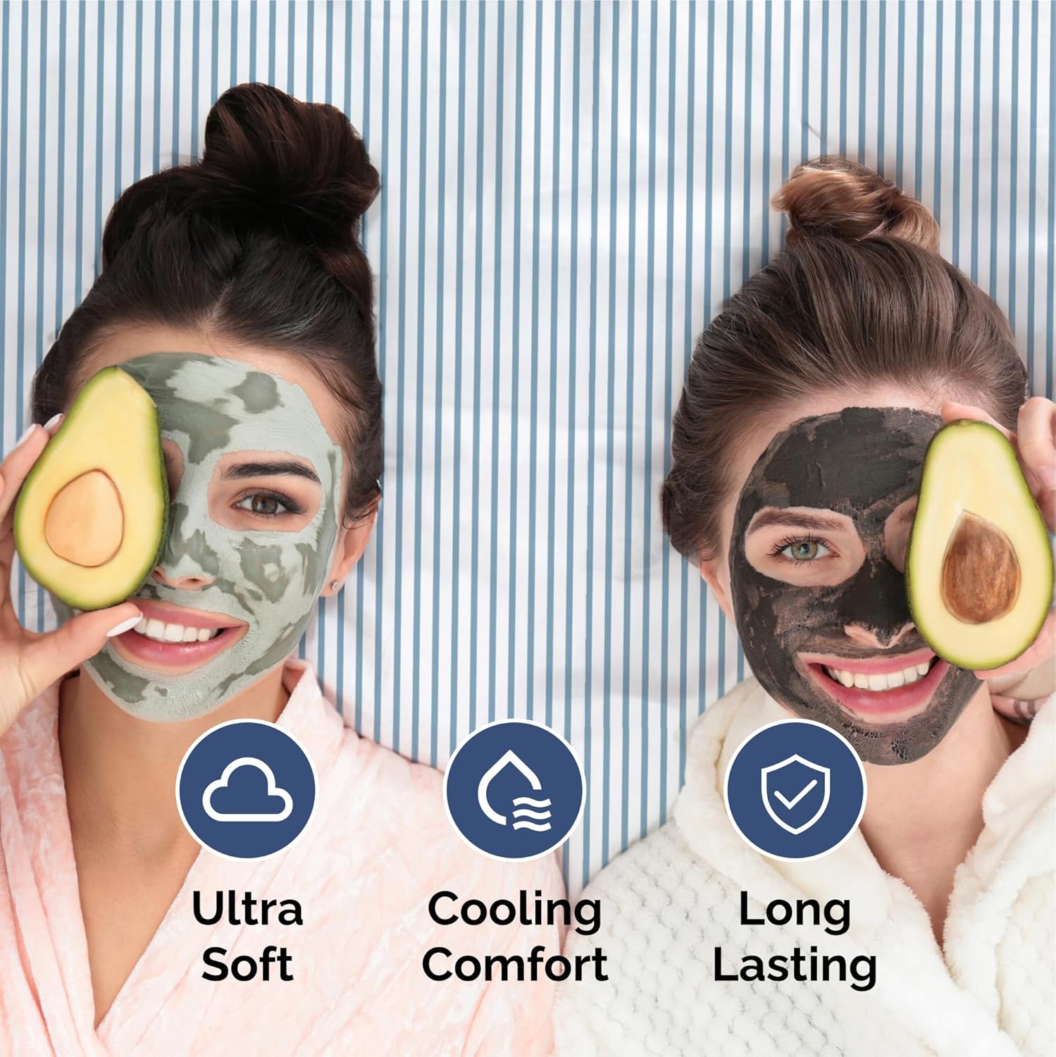 Striped Sheets - Blue & White Striped Sheets - 1 Flat & 1 Fitted & 2 Pillowcases w/ Deep Pockets – Wrinkle & Fade Free - Ultra-Soft, Breathable and Cooling - Luxury Pinstripe Bedding - Queen Size Set