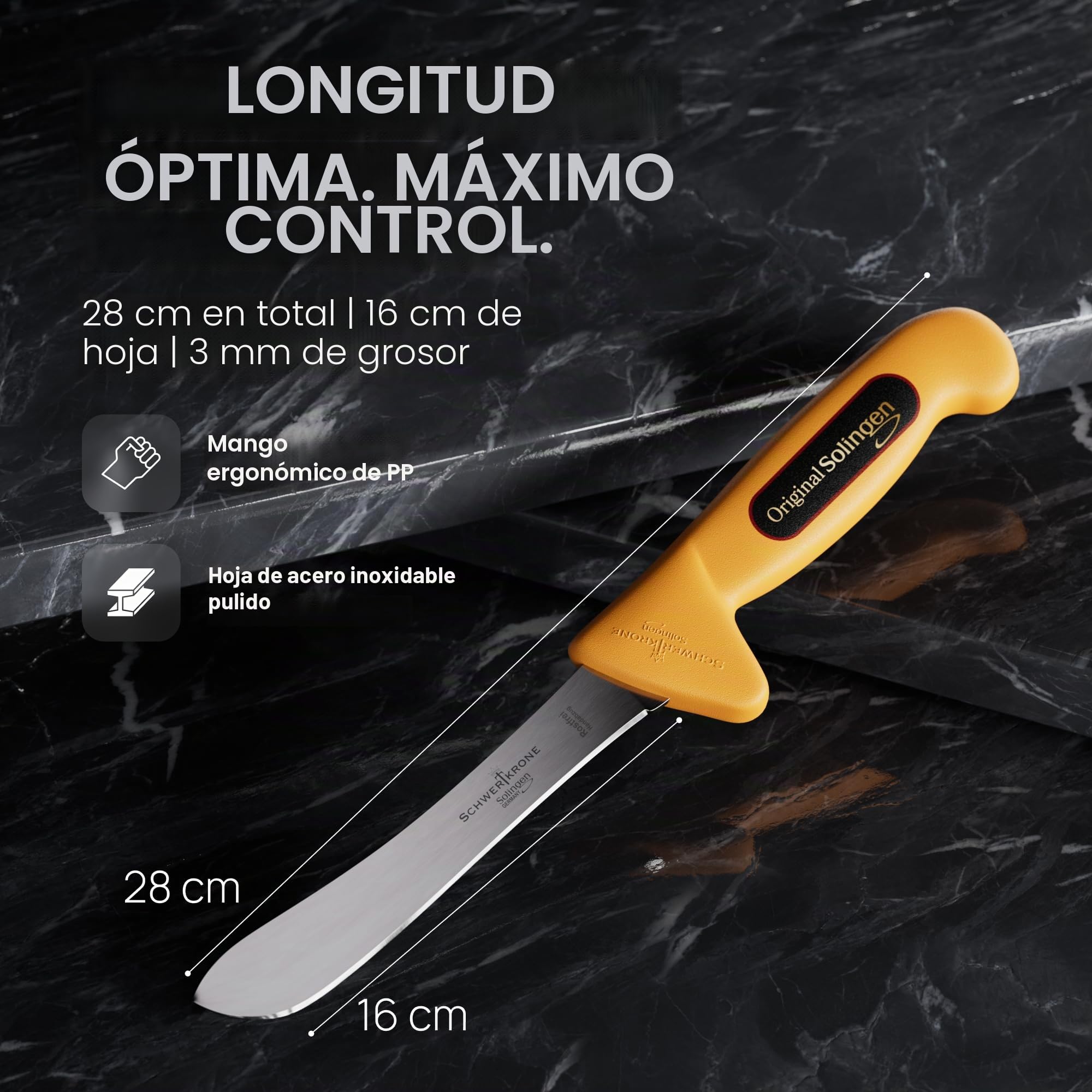 Schwertkrone Solingen - Cuchillos de carnicero profesional Made in Germany - Cuchillo de carnicero, cuchillo de deshuesar, cuchillo de carnicero, rifle de afilar