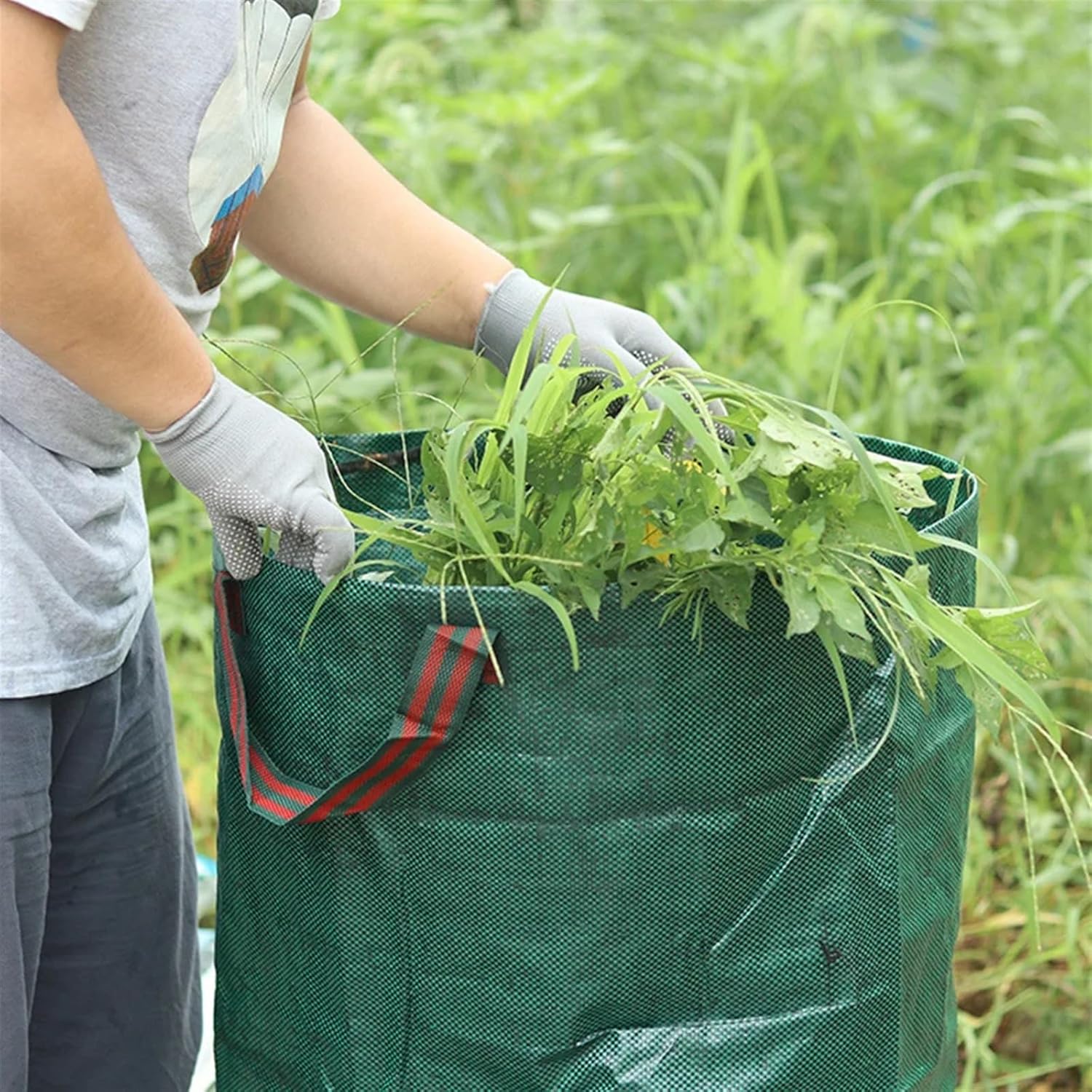 Garden Waste Bag,Garden Leaf Bag, 120L/500L/300L Garden Waste Bag Durable Reusable Yard Leaf Weeds Grass Container Storage Bag Foldable Garbage Waste Collection Garden Waste Bags(272l)