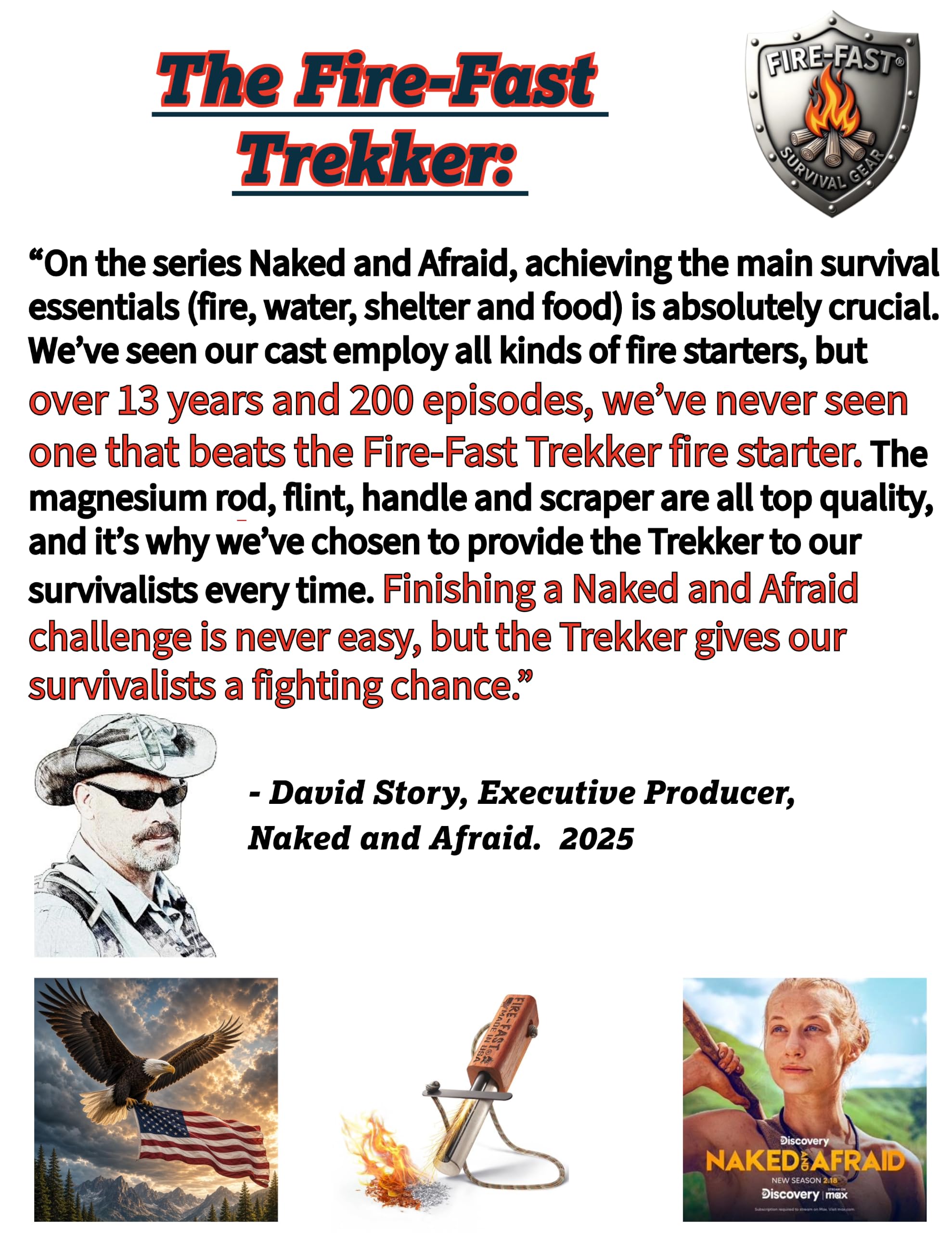 Trekker de Fuego Rápido. El mejor iniciador de fuego de supervivencia impermeable de emergencia. Magnesio y Euro Fire Steel Ferro Rod. Herramienta compacta y duradera para buhcraft, camping, mochileros, senderismo, caza o bolsa de insectos.