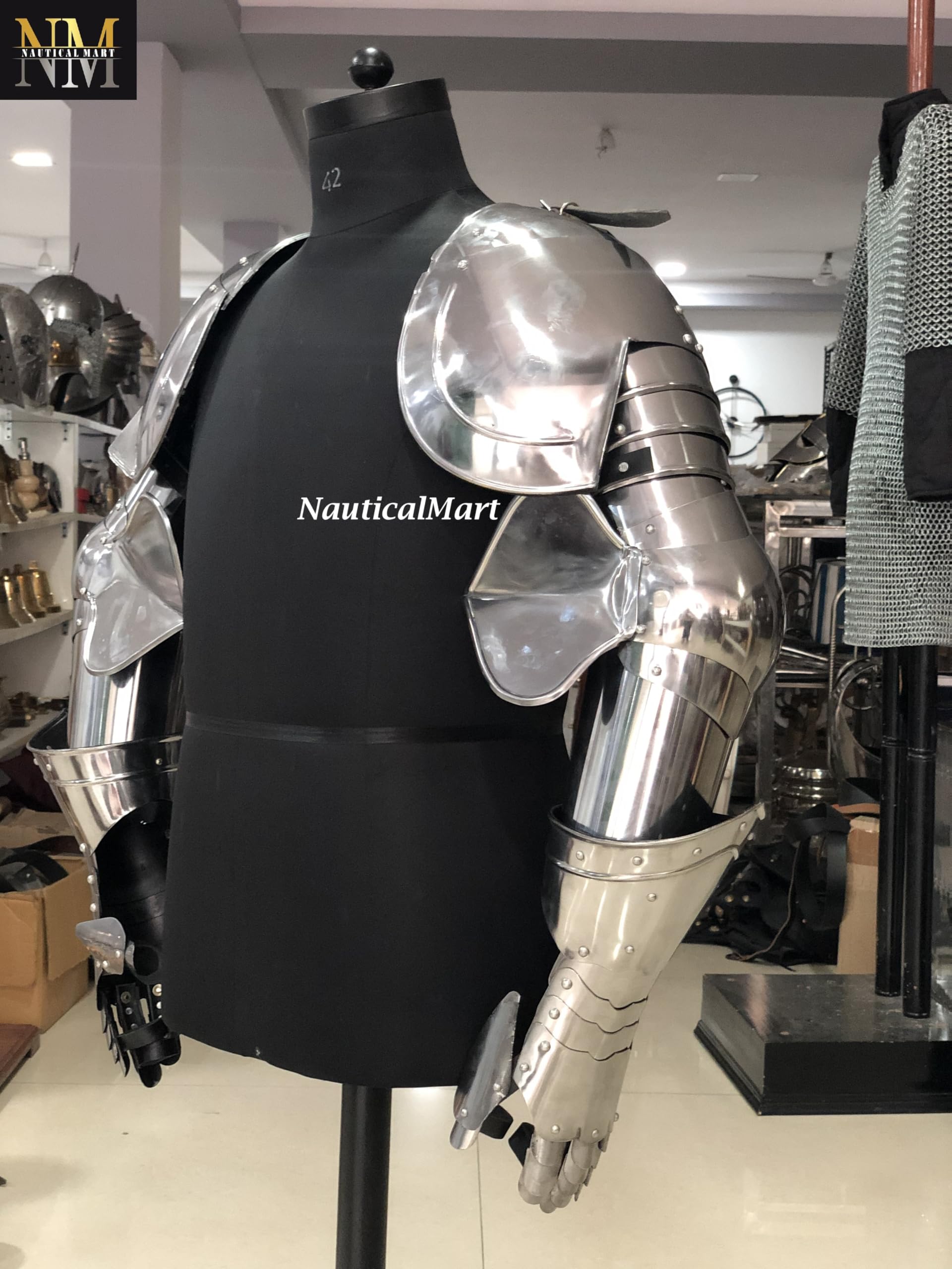 Medieval Knight Complete Arms Armor Set Steel Arm Guard Armor with Gauntlets