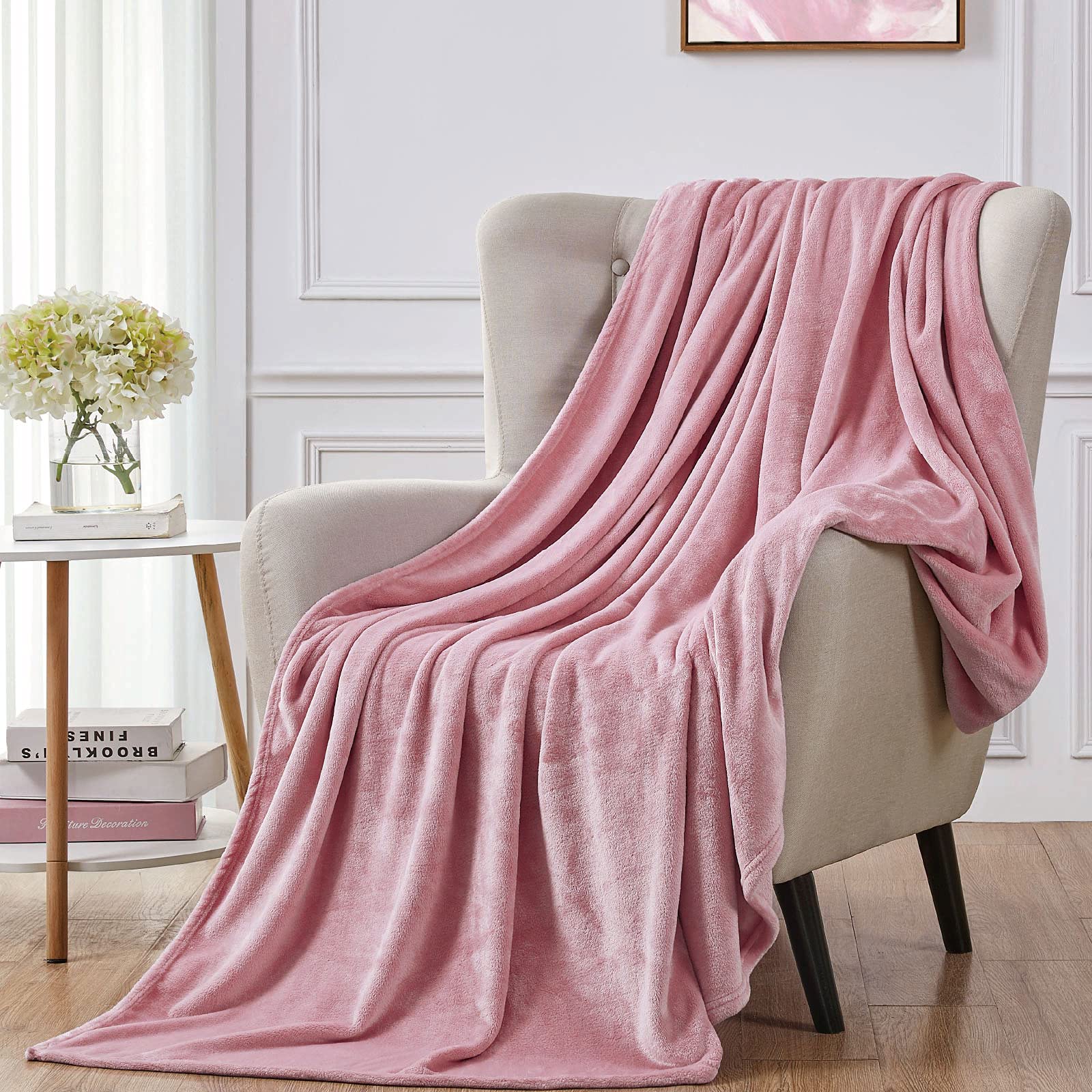 Walensee Fleece Blanket Plush Throw Fuzzy Lightweight (XL-Twin Size 66x90 Blush) Super Soft Microfiber Flannel Blankets for Couch, Bed, Sofa Ultra