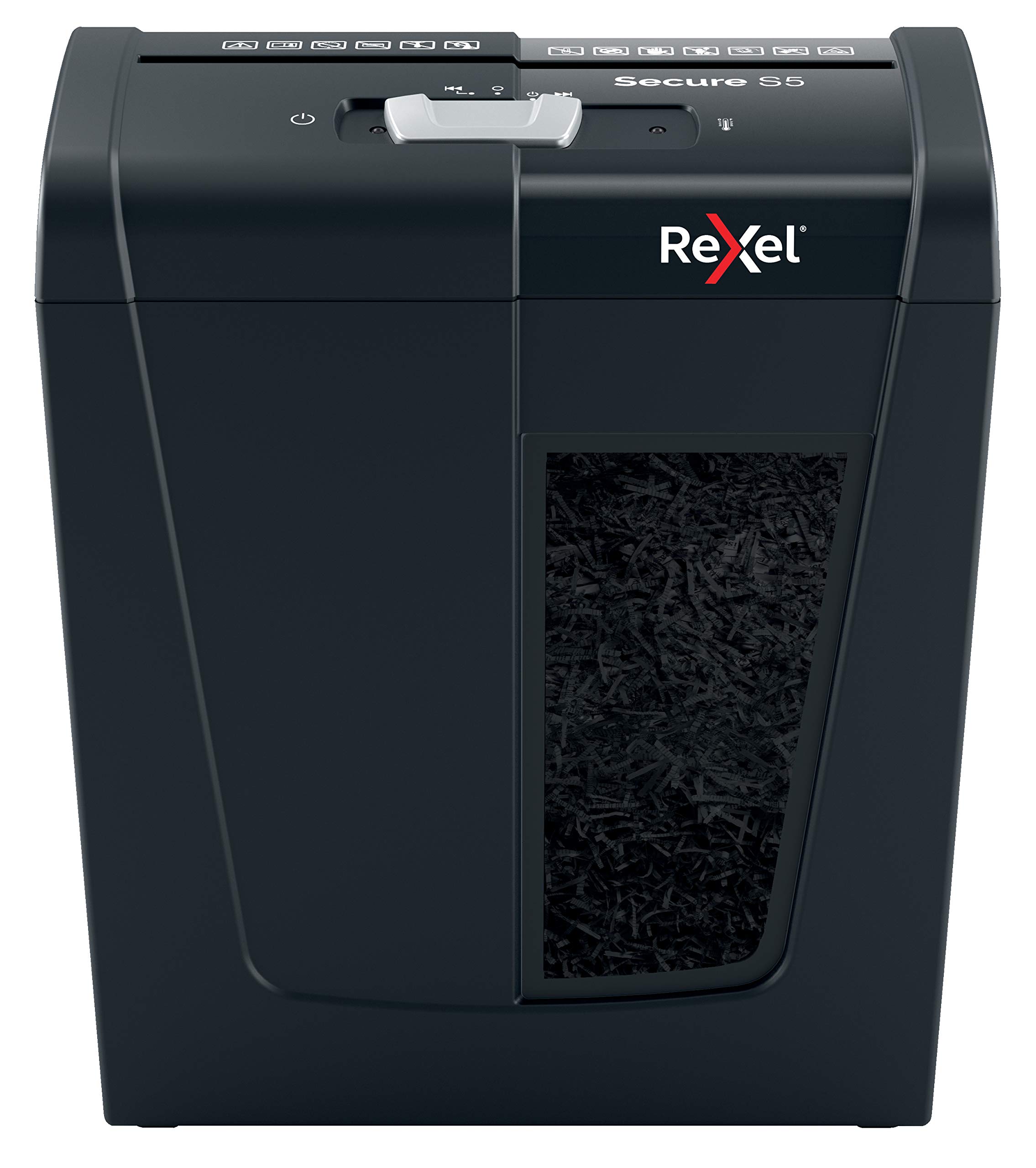 S5 Strip Cut Paper Shredder, Shreds 5 Sheets, P2 Security, Home/Home Office, 10 Litre Removable Bin, Quiet and Compact, Secure Range, 2020121