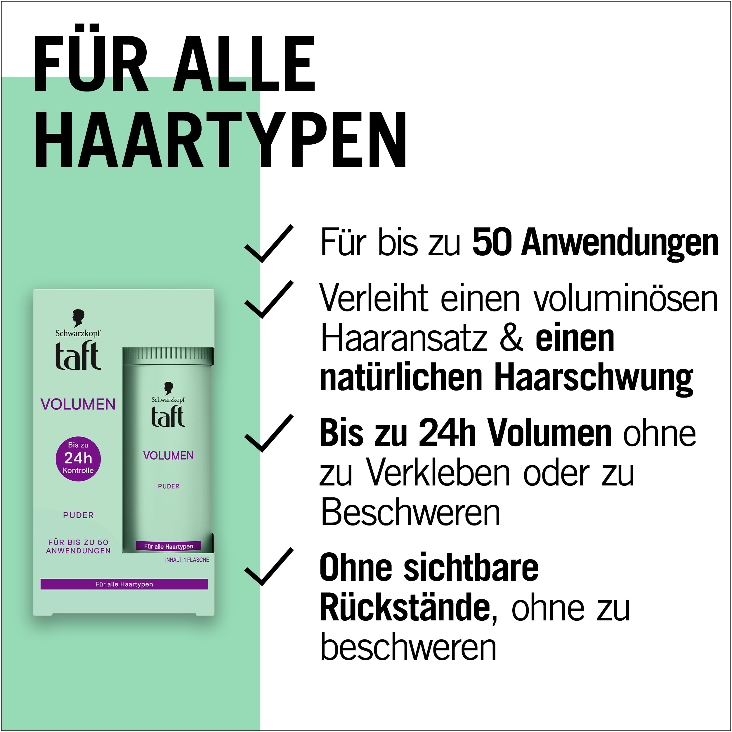 Schwarzkopf Taft puder do stylizacji włosów, objętość (10 g), puder do włosów o pełnych wyglądzie, do 50 zastosowań, wegański puder do stylizacji.
