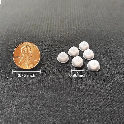 Miniatura 7 de Paquete de 6 cúpulas de oreja blancas en forma de hongo de 0.47 pulgadas0.472 in para tubos 2B, ajuste seguro, puntas para audífonos que reducen el