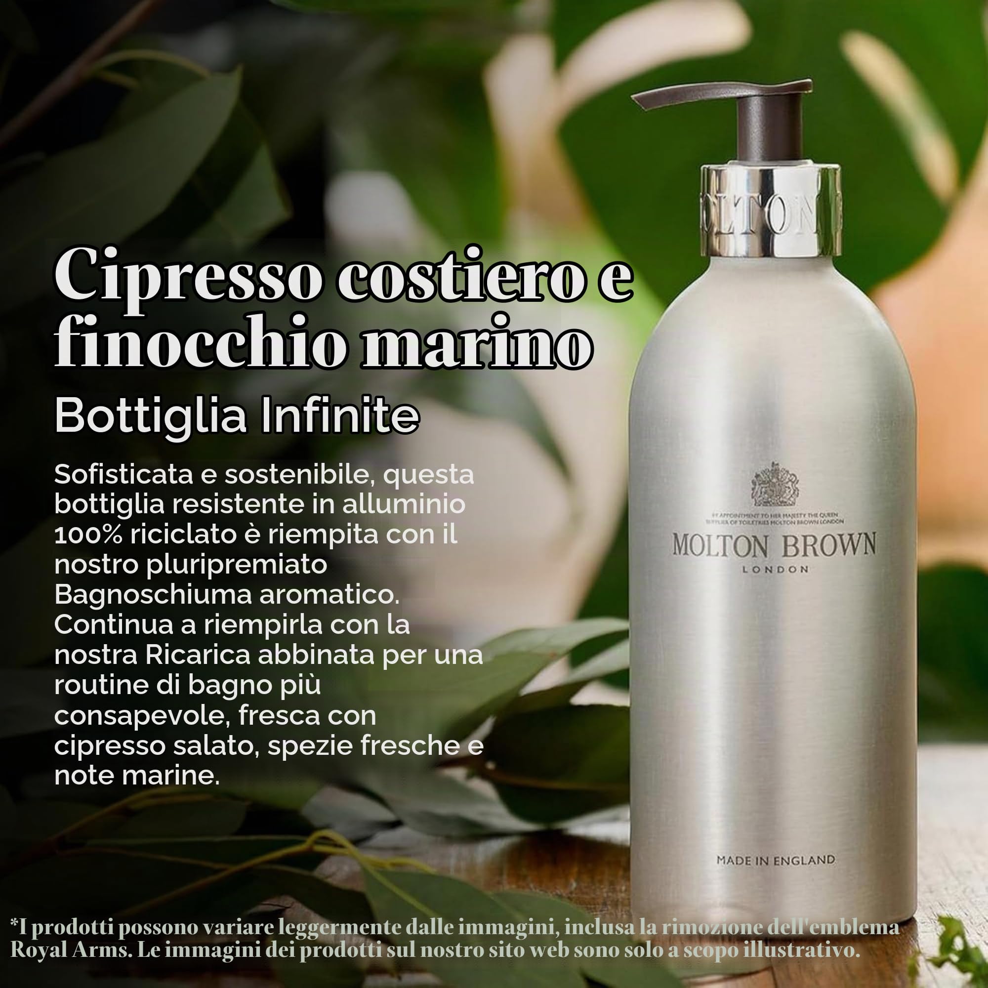 Molton Brown Coastal Cypress und Sea Fennel gel da bagno e doccia Bottiglia infinita 400 ml
