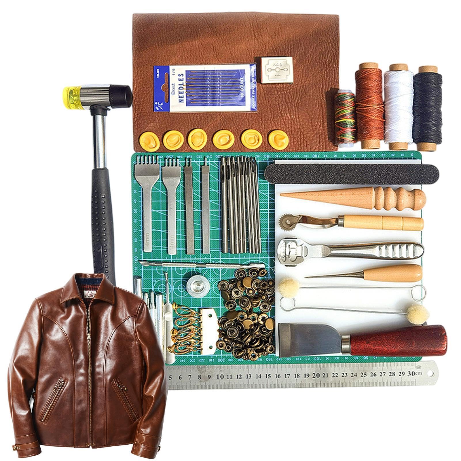 Herramientas Para Marroquinería - Kit Completo De Herramientas Manuales | Juego Versátil Para Coser, Grabar Y Decorar Cuero, Perfecto Para Artesanos Y Proyectos De Bricolaje.