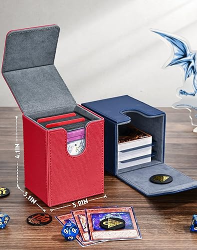 Miniatura 3 de Caja de cartas para tarjetas Yugioh MTG, más de 100 fundas con 2 divisores para TCG CCG, caja de almacenamiento de tarjetas de piel sintética