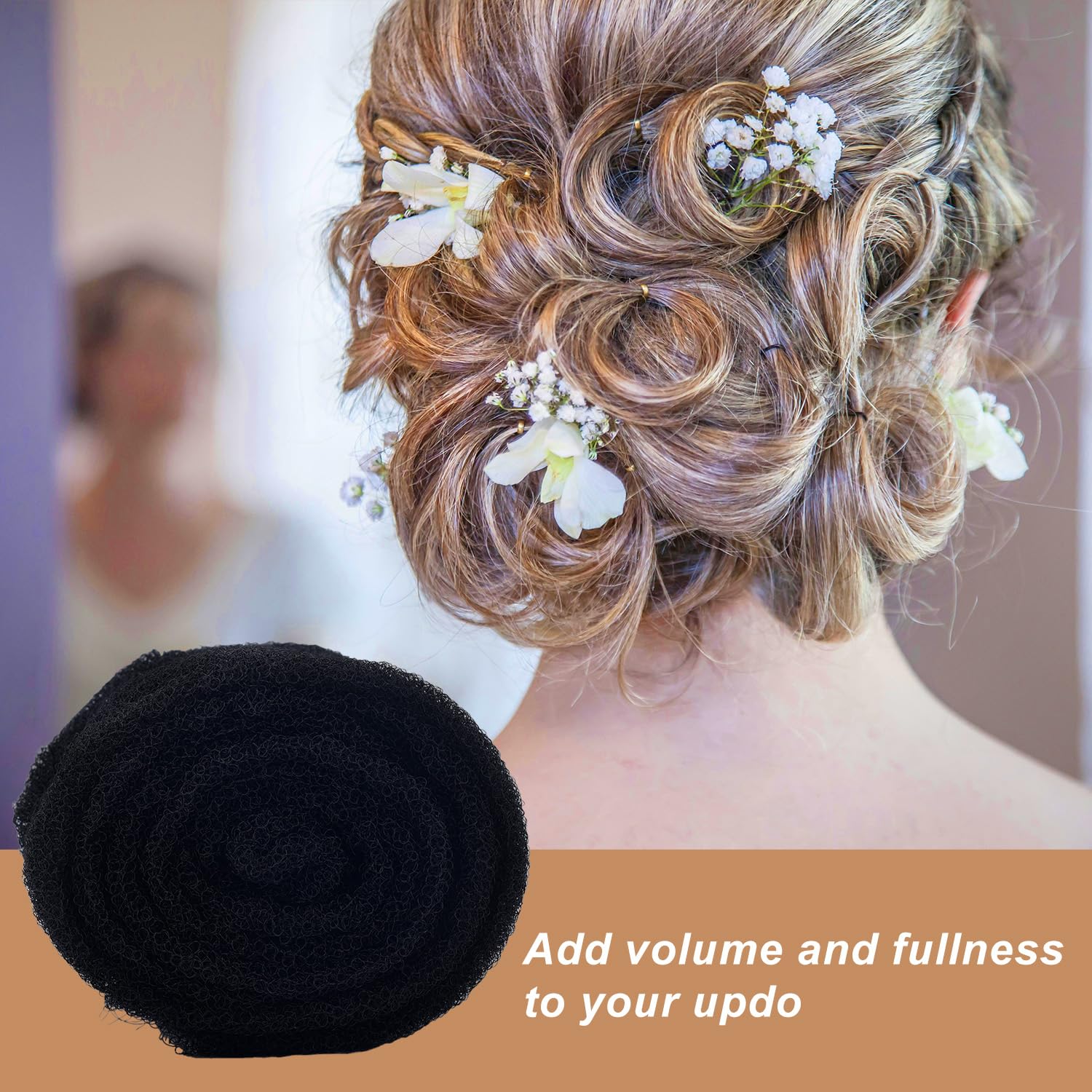 Hair Sponge for Updo 4.92ft Long Hair Padding Updos Hairs Filler Bun Maker Bumps Volume Insert Styling Tool for Women Men Instant Buns & Voluminous Updos (Black) - Image 4