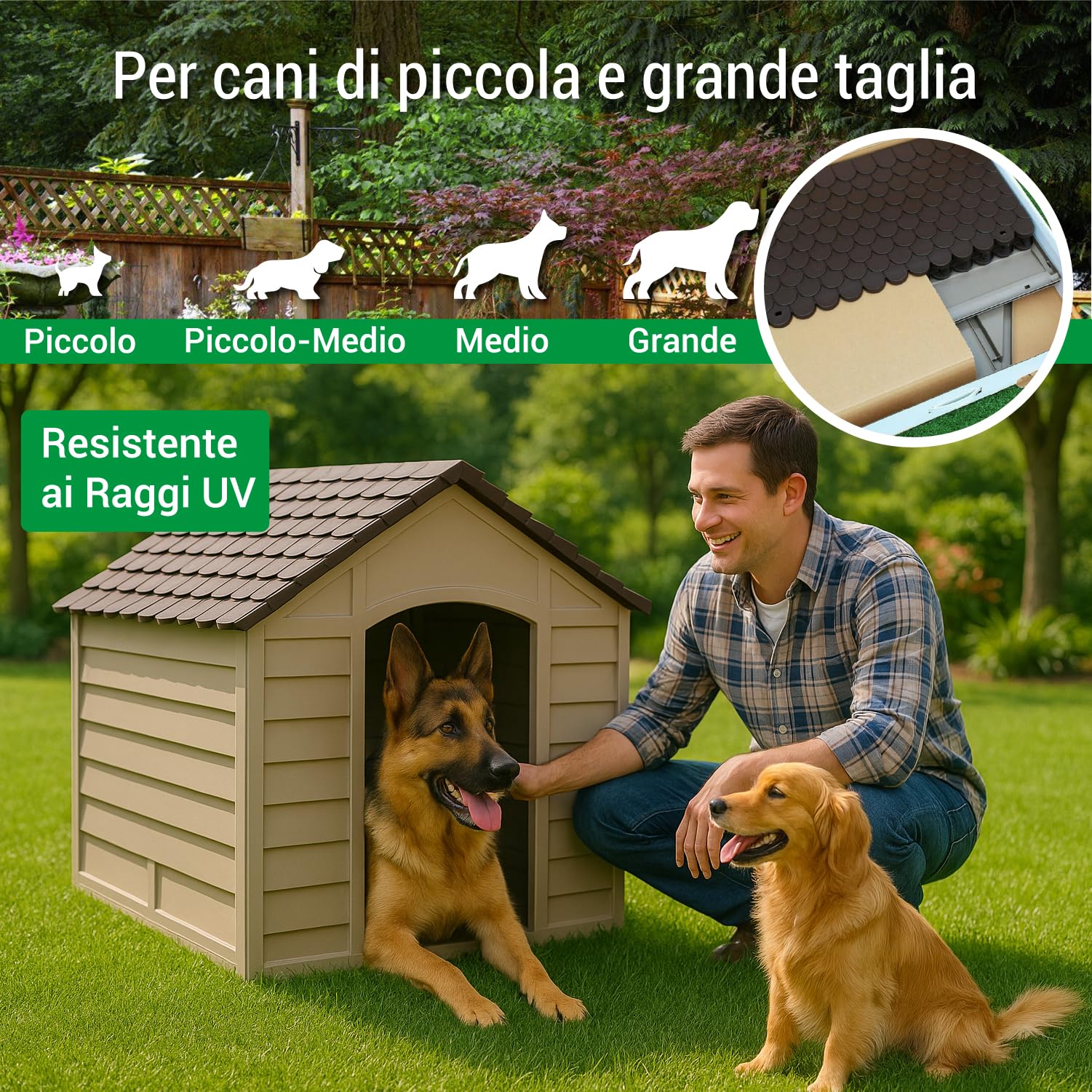 Crisalide® - PawsPalace Cuccia Per Animali, 2 Dimensioni, Facile Da Lavare, In Resina PVC, Facile Da Assemblare, Super Resistenze, Taglia Medio/Grande, Cuccia per Esterni (Large)