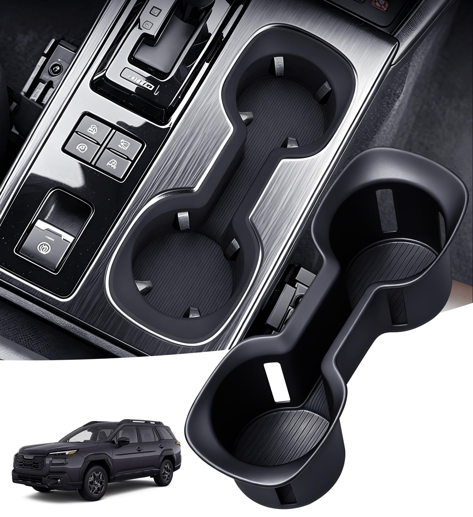 Center Console Cup Holder Inserts for Subaru Outback 2026, Interior Accessories Silicone Car Cup Holders Covers Protector for 2026 Outback, Black