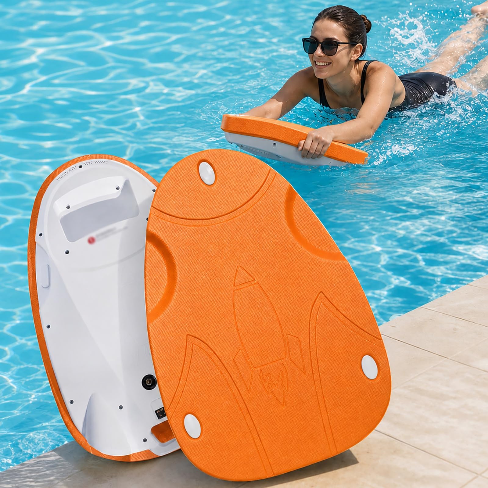 Tavoletta da nuoto elettrica, supporto per allenamento acquatico in piscina | Attrezzatura per adulti principianti, controllo a pulsante singolo, design galleggiante, ideale per piscina e sport acquatici