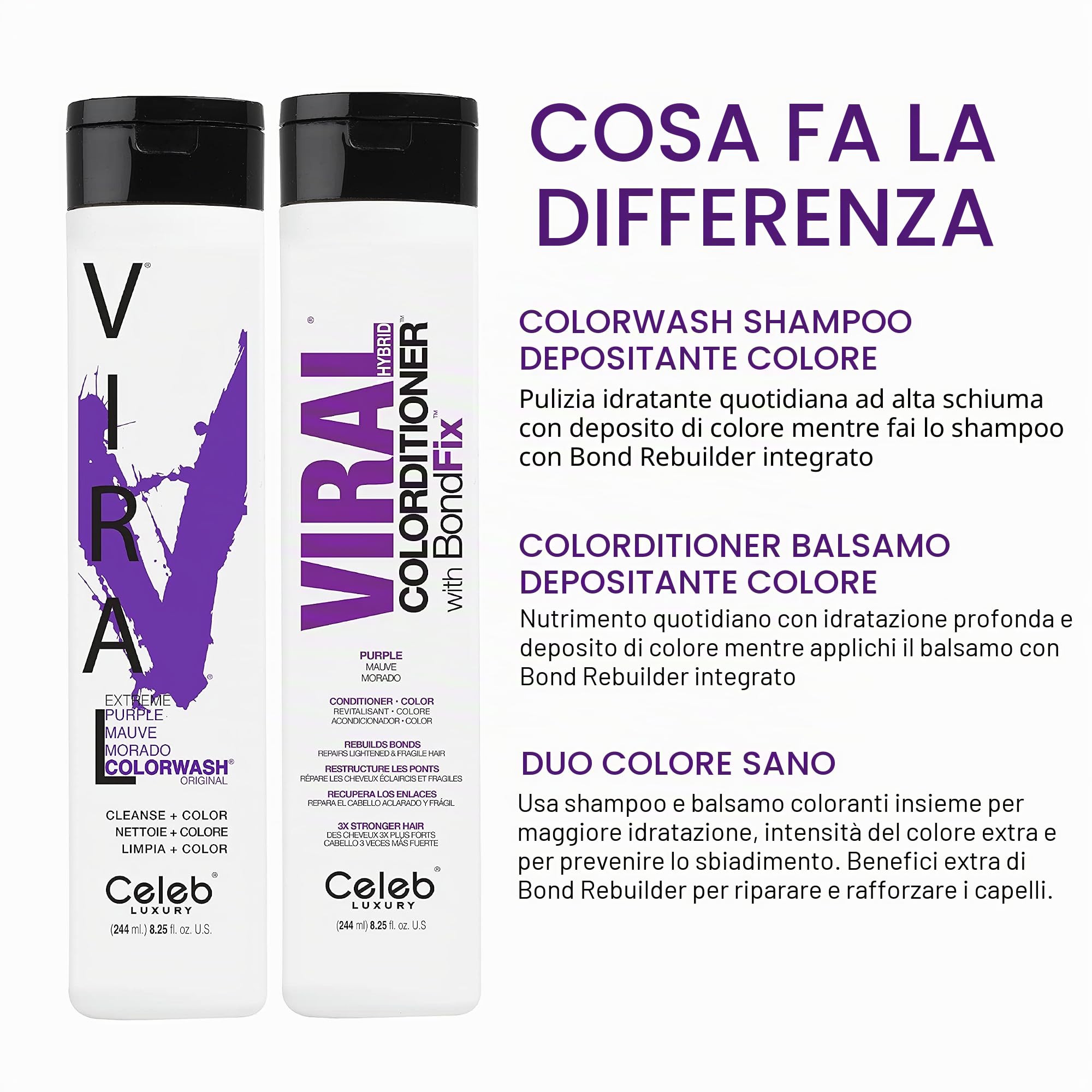 Celeb Luxury Viral Semi Permanent Colorwash Shampoo - Extreme Purple 240ml