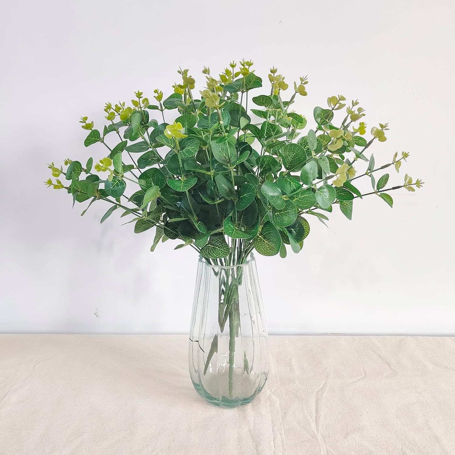 NOLAST 19" Faux Eucalyptus Leaves Stems Fake Silver Dollar Eucalyptus Leaves Branches Artificial Flowers for Home Party Wedding Decoration 3 Pieces (Green)