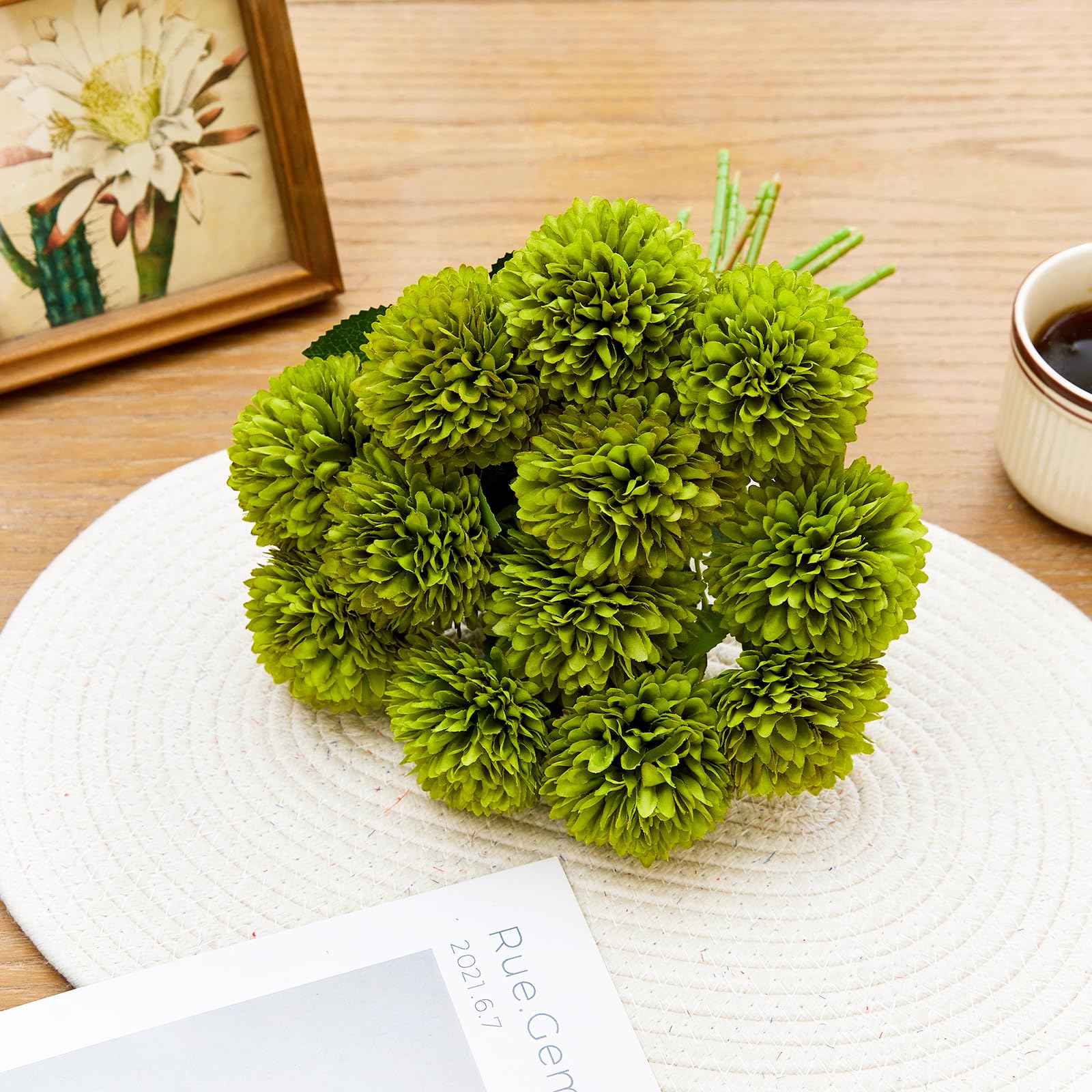 XIANNVXI 12 Bouquet Hortensia Fausse Vert Artificielle ChrysanthèMe Bouquet | ChrysanthèMe Bouquet De Fleurs Artificielles Pour La Maison Garden Party DéCoration Bouquets De MariéE