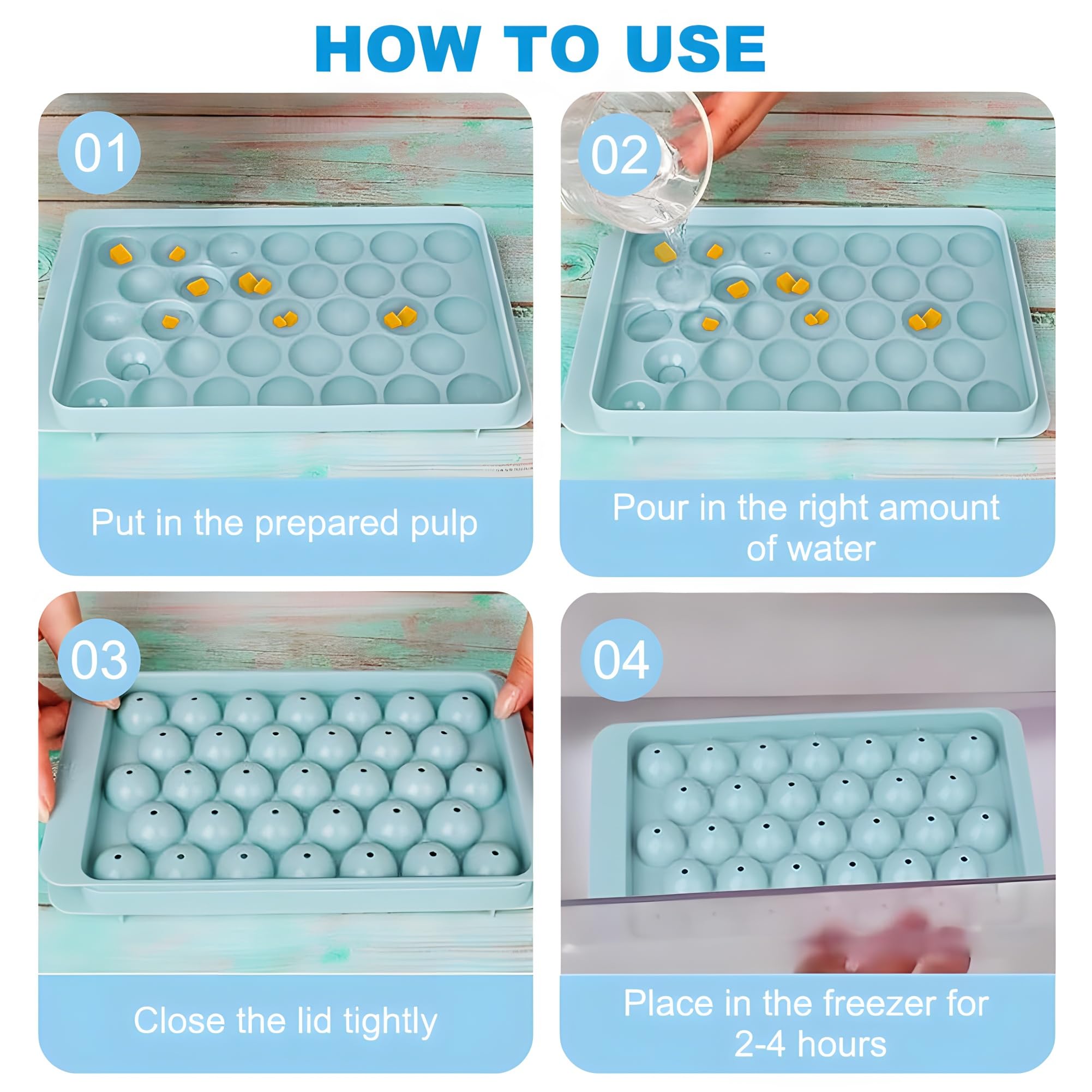 Lot De 2 Bacs à Glaçons Ronds Avec Couvercle, Mini Moules à Glaçons Ronds Pour Congélateur, 2,5 Cm X 74 Pièces Pour Refroidir, Cocktail, Whisky, Thé Et Café (bleu Rose