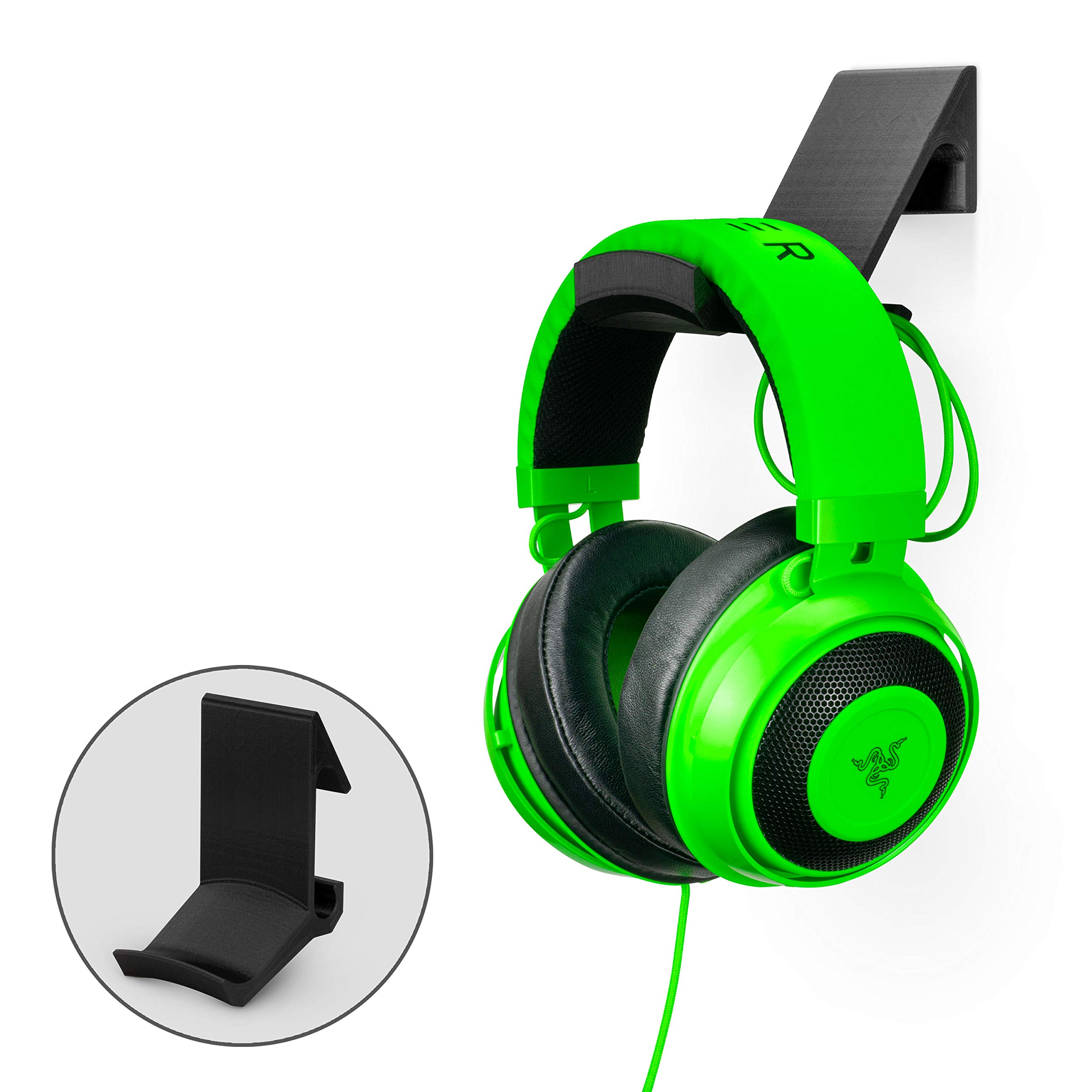 Brainwavz The Talon - Headphone Hanger Holder Stand - Designed for Gamers - Large Curved Headphone Band Bed & Cable Hook - Premium Wall Mounted Headset Stand, Black