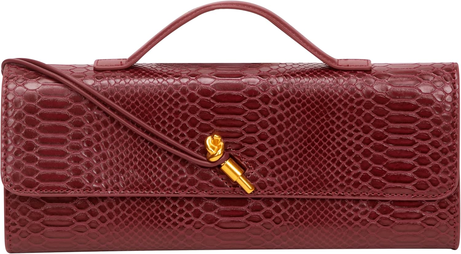 Elegant Evening Clutch Purse for Women – Structured Crocodile PU Leather Handbag for Wedding & Formal Party