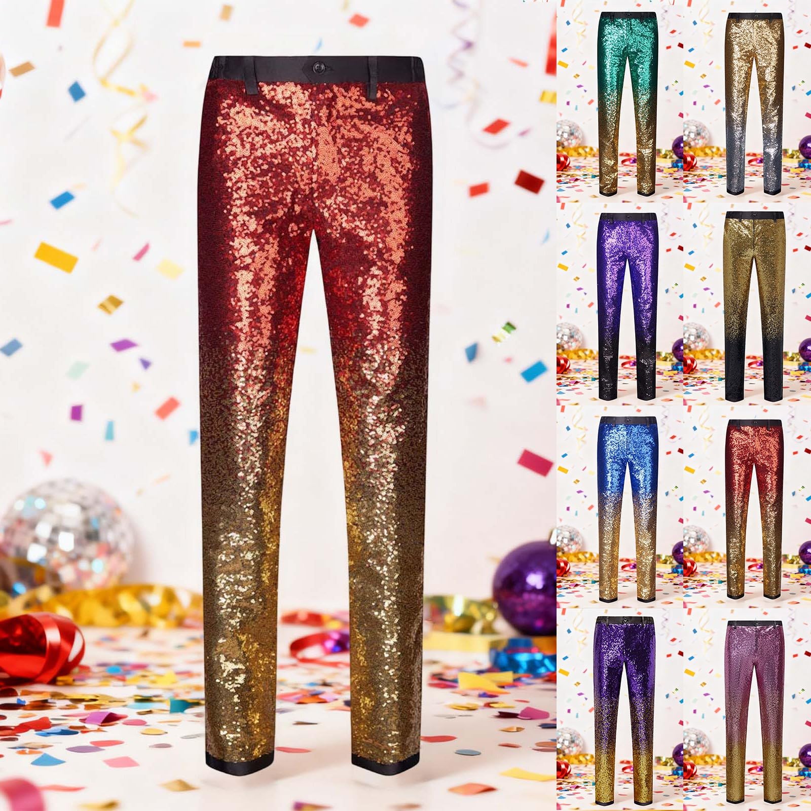 Générique Pantaloni con paillettes sfumati per uomo Leggings da danza jazz per festival di musica discoteca retrò anni '70 e '80 adatti per cosplay, feste e carnevale