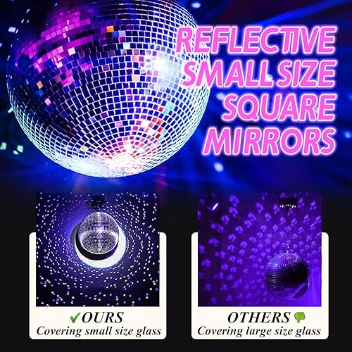 Miniatura 4 de Luz de bola de discoteca, difusor de luz de bola de discoteca de espejo de 5 pulgadas, rotación de 360, luces de Navidad para fiestas de cumpleaños,