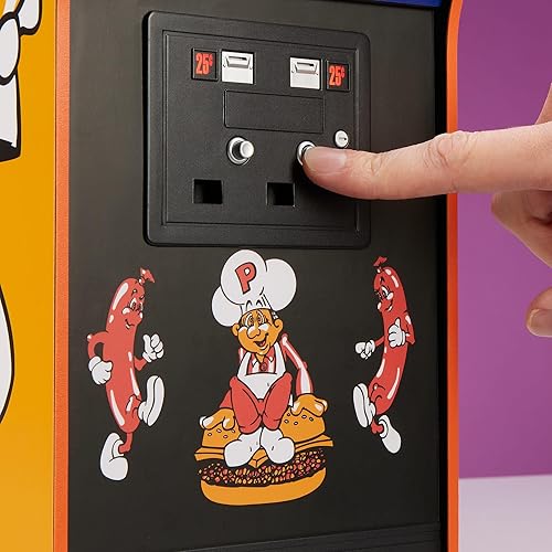 Miniatura 5 de Quarter Arcades Burger Time Edición Coleccionista Mini Arcade - Réplica de madera auténtica a escala 14, ROM original, acceso al interruptor DIP,