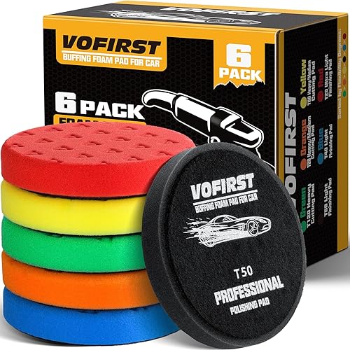 6 Pcs Buffing Polishing Pads, 5.5 Inch Buffing Pads for 5 Inch 125mm Backing Plate Compound Buffing Sponge Pads Cutting Polishing Pad Kit for Car Buffer Polisher Compounding, Polishing & Waxing