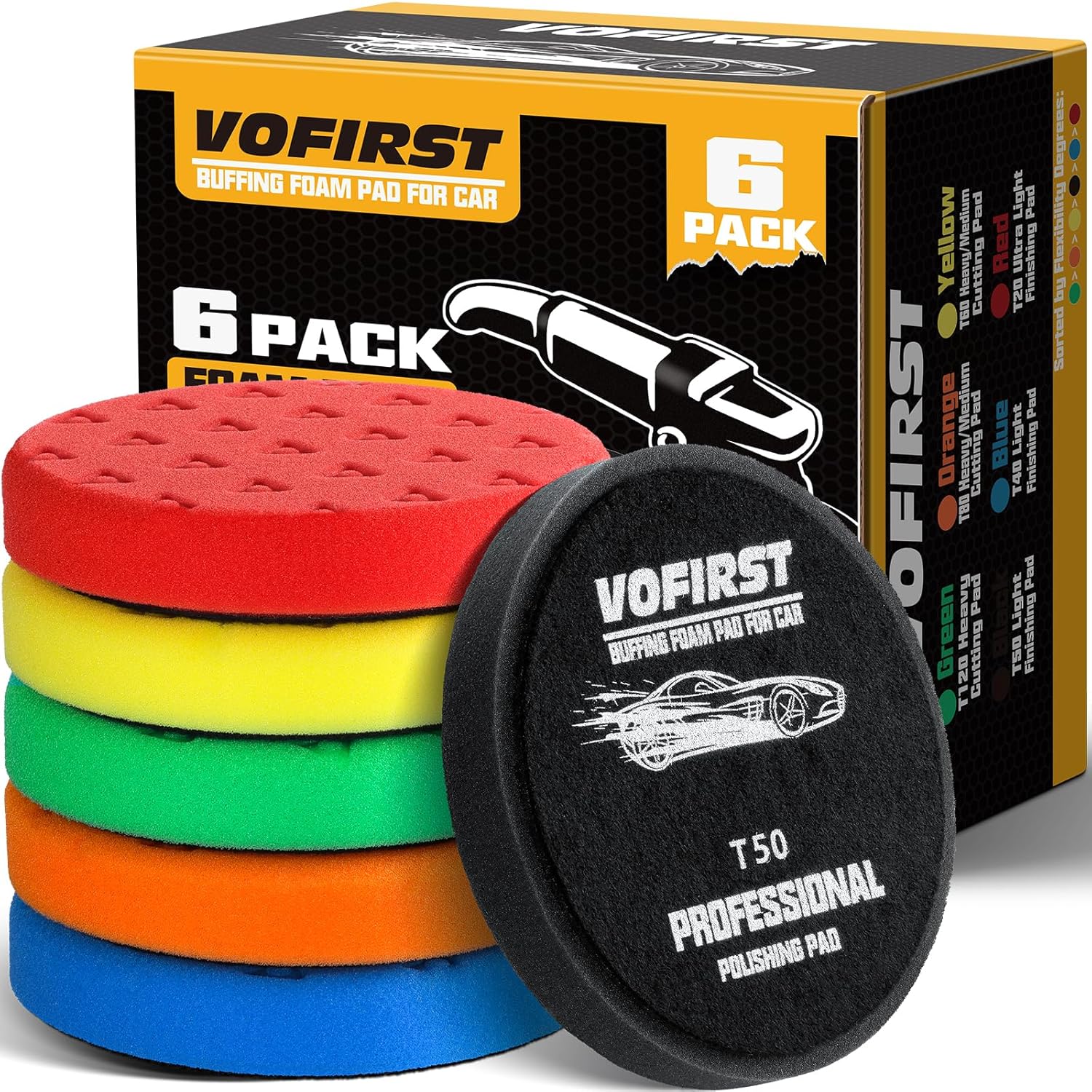 7.5 Inch Buffing Pads, 8 Pcs Polishing Pad, Car Compound Buffing Sponge Pads and Woolen Pads Cutting Polishing Pad Kit for Car Buffer Polisher Compounding, Polishing & Waxing