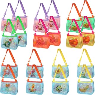 20 Pieces Kids Beach Bag Sand Toy Mesh Bag Assorted Patterns Beach Toys Sand Bags Mesh Shell Bag Beach Seashell Bag Shell Collecting Bags for Picking up Shells Swimming Accessories for Boys and Girls