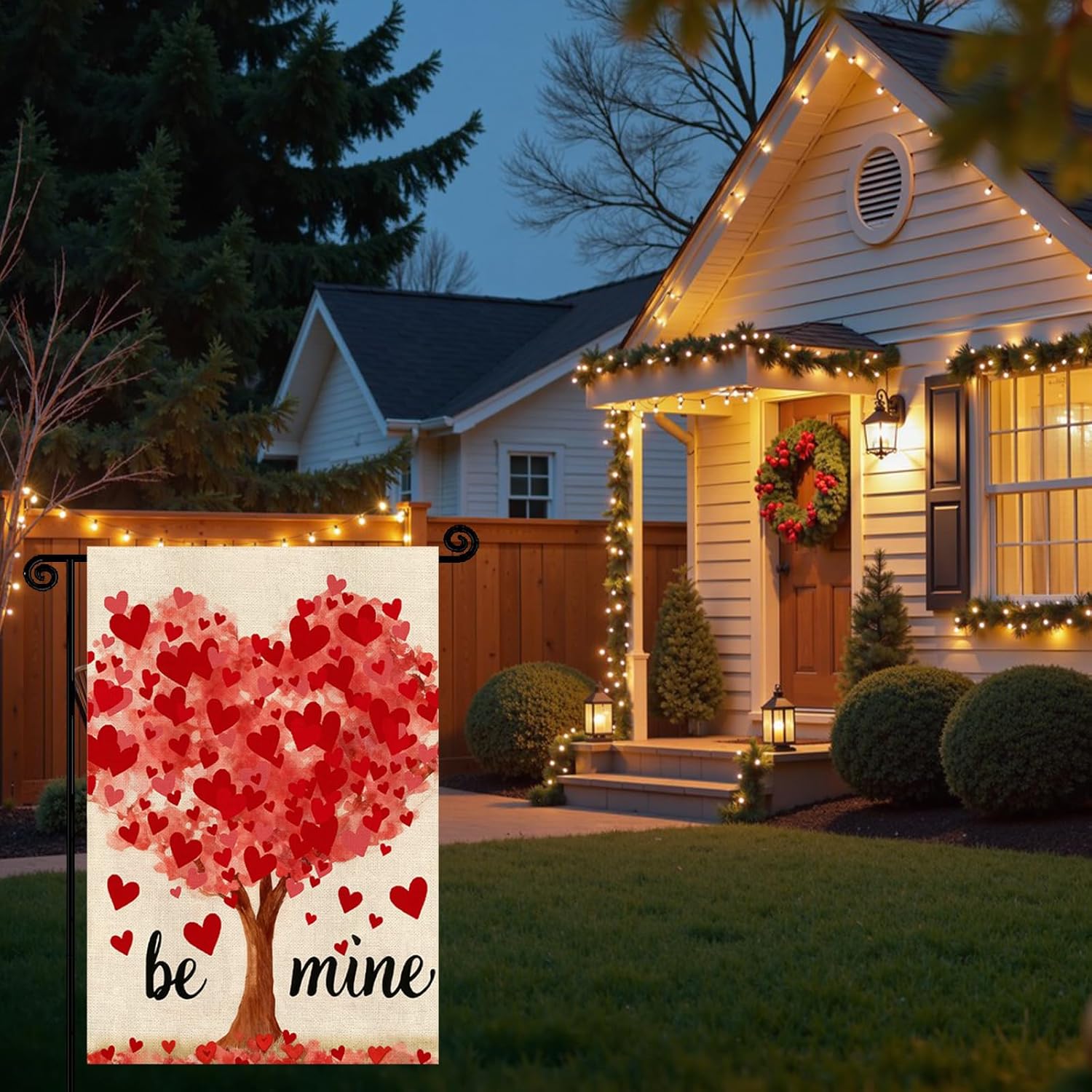 Valentines Day Garden Flag,Be Mine Flag,12x18 Inch Double Sided Love Heart Tree Anniversary Rustic Yard Outdoor Decoration ﻿ - Image 7